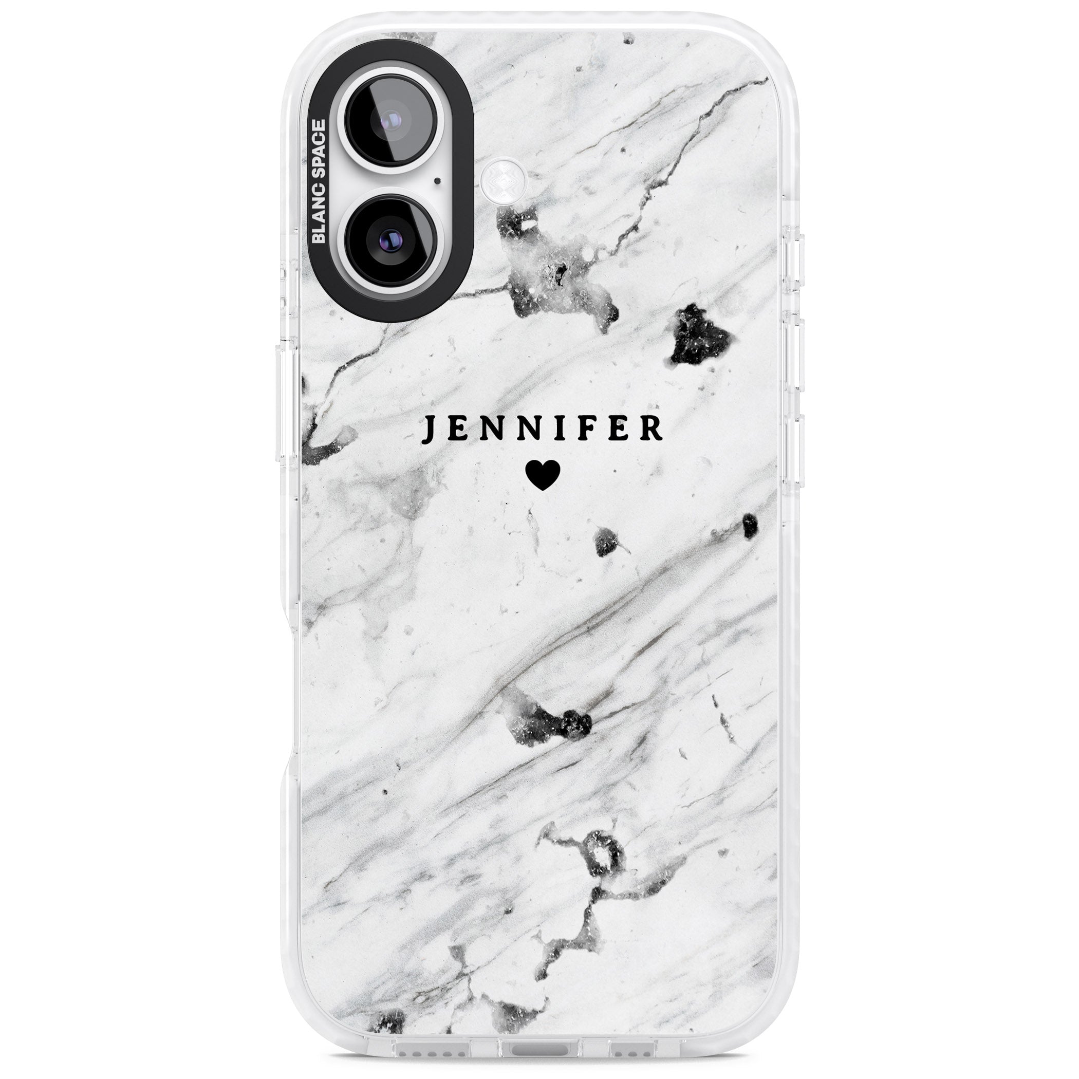Personalised Marble Heart iPhone 17 Impact Clear Phone Case