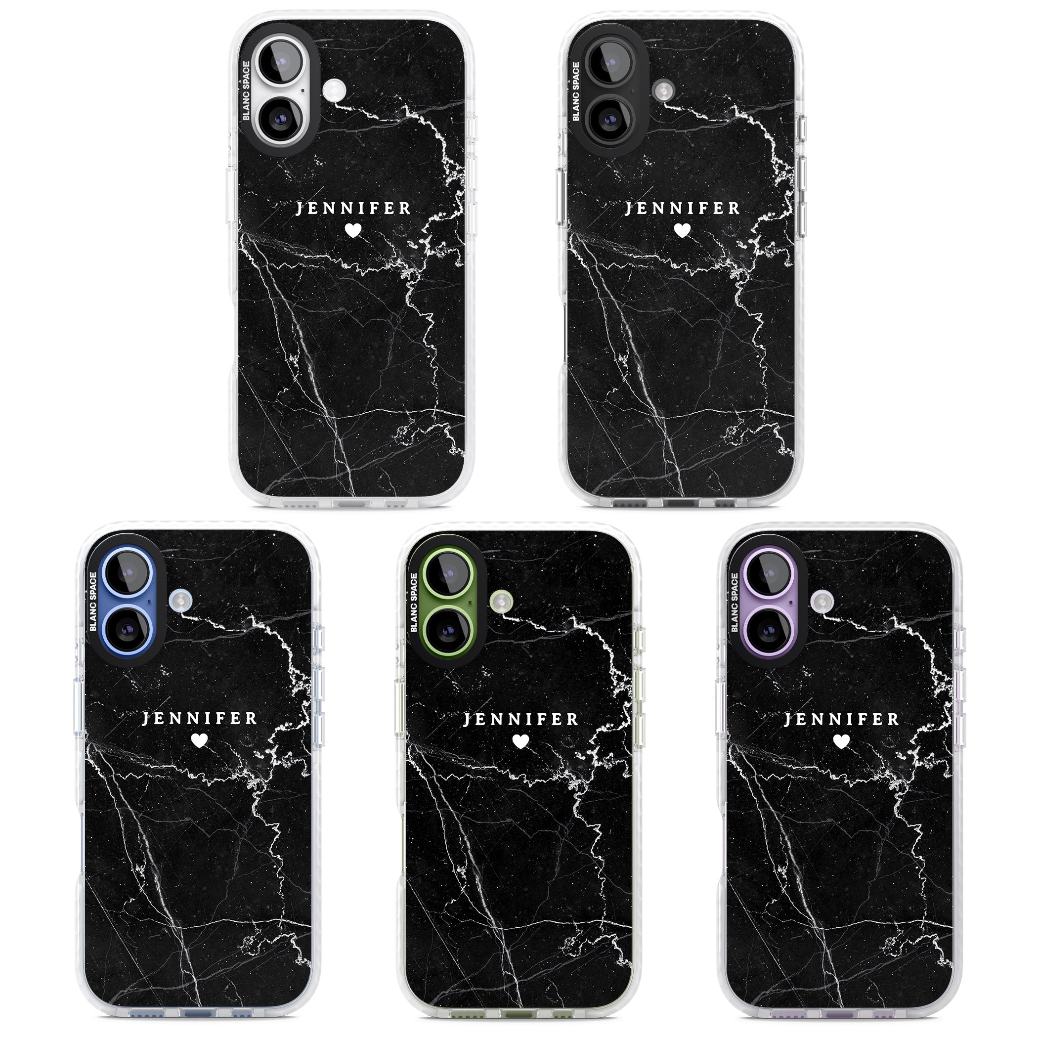 Personalised Black Marble iPhone 17 Impact Clear Phone Case APT Impact Protection