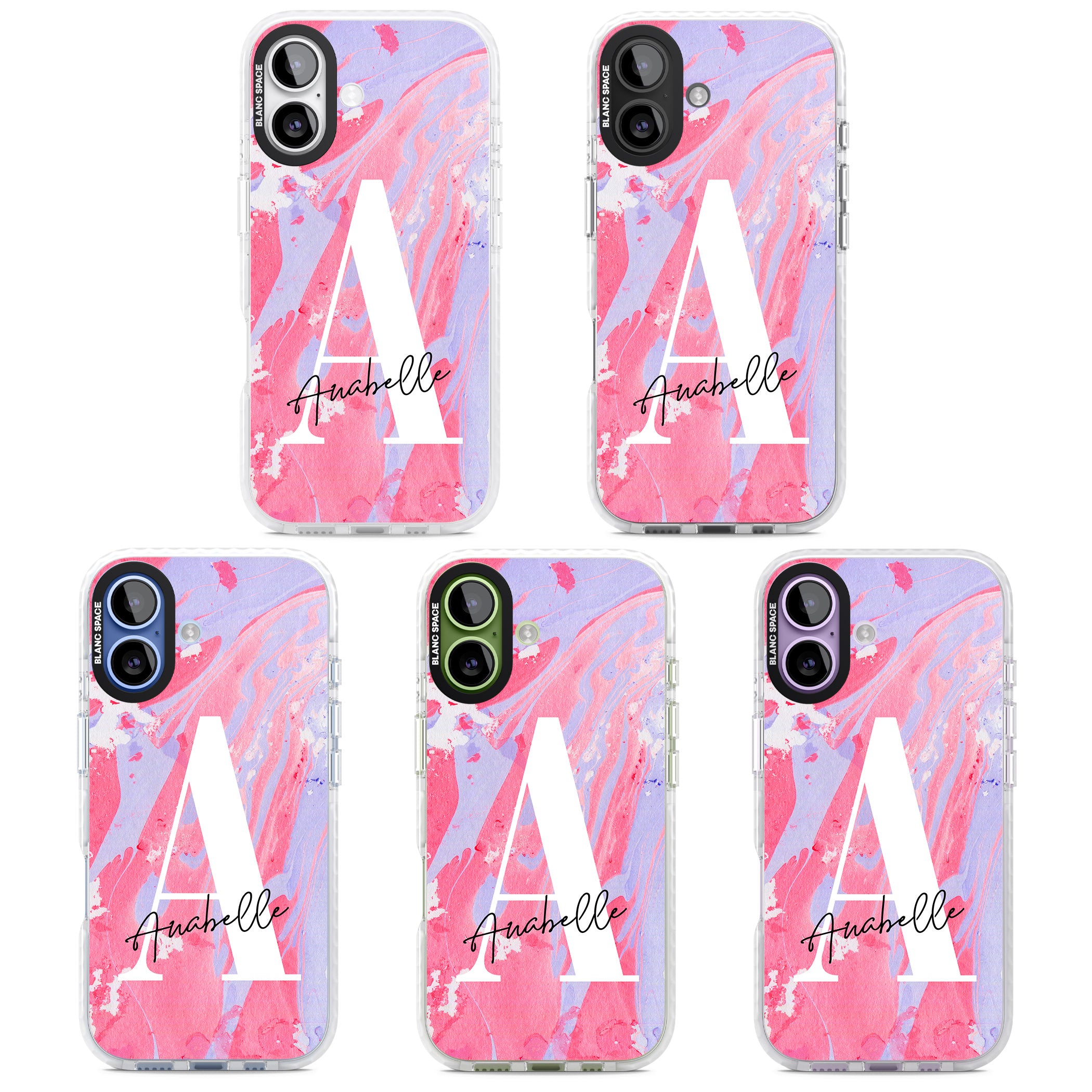 Personalised Pink & Purple Marble iPhone 17 Impact Clear Phone Case APT Impact Protection