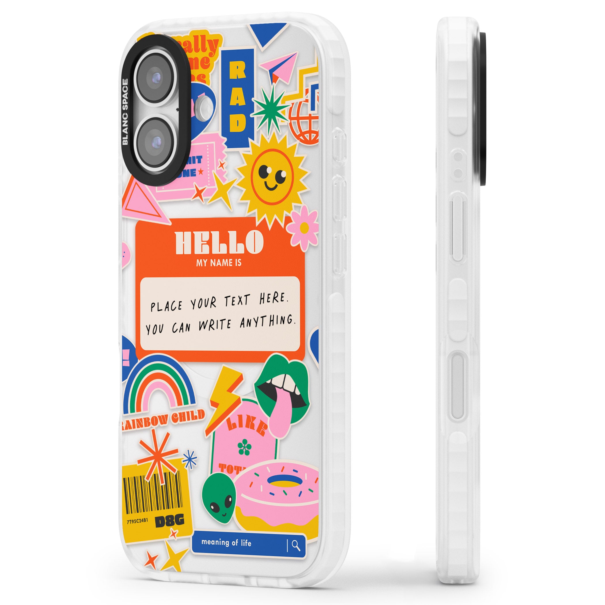 Personalised Retro Vibes Sticker iPhone 17 Impact Clear Phone Case Side Profile