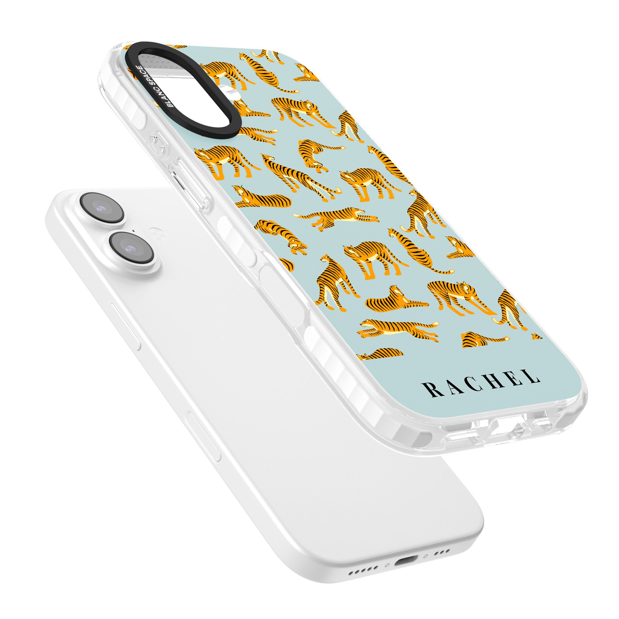 Personalised Turquoise Tiger Pattern iPhone 17 Impact Clear Phone Case Colours