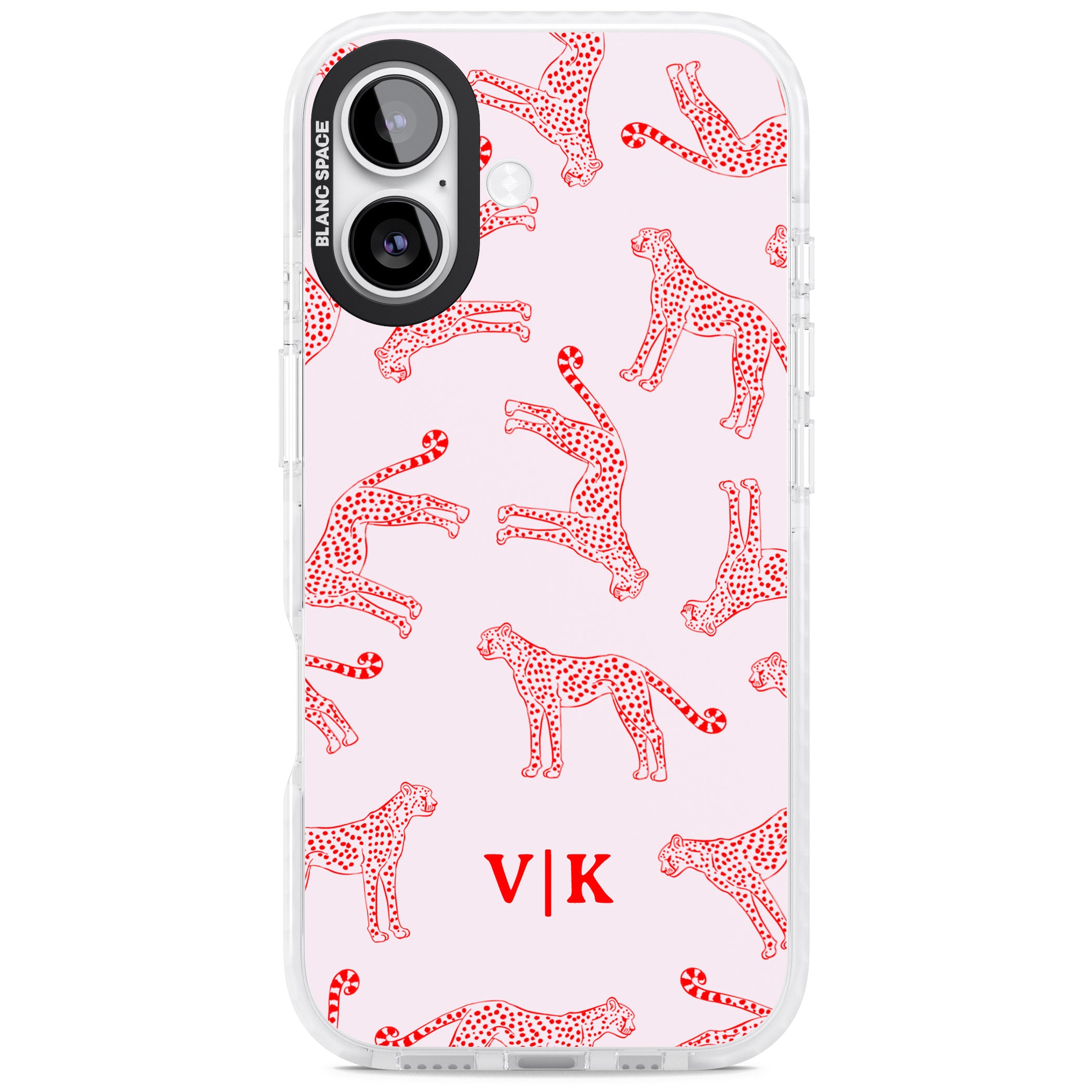 Personalised Red & Pink Cheetah iPhone 17 Impact Clear Phone Case