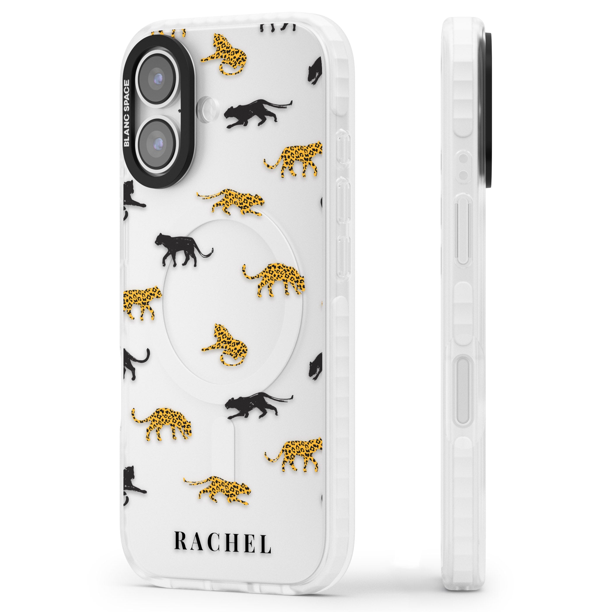 Personalised Jaguar Pattern iPhone 17 Impact Clear Phone Case Side Profile