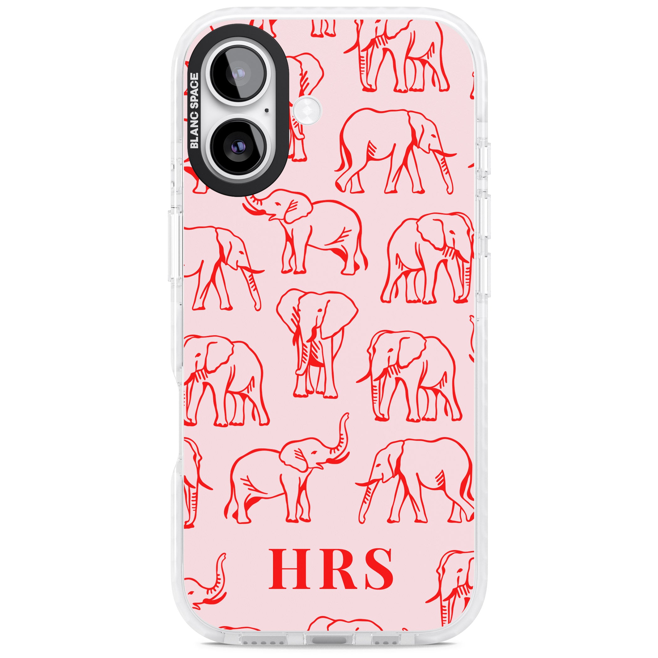 Personalised Red Elephant Outline iPhone 17 Impact Clear Phone Case
