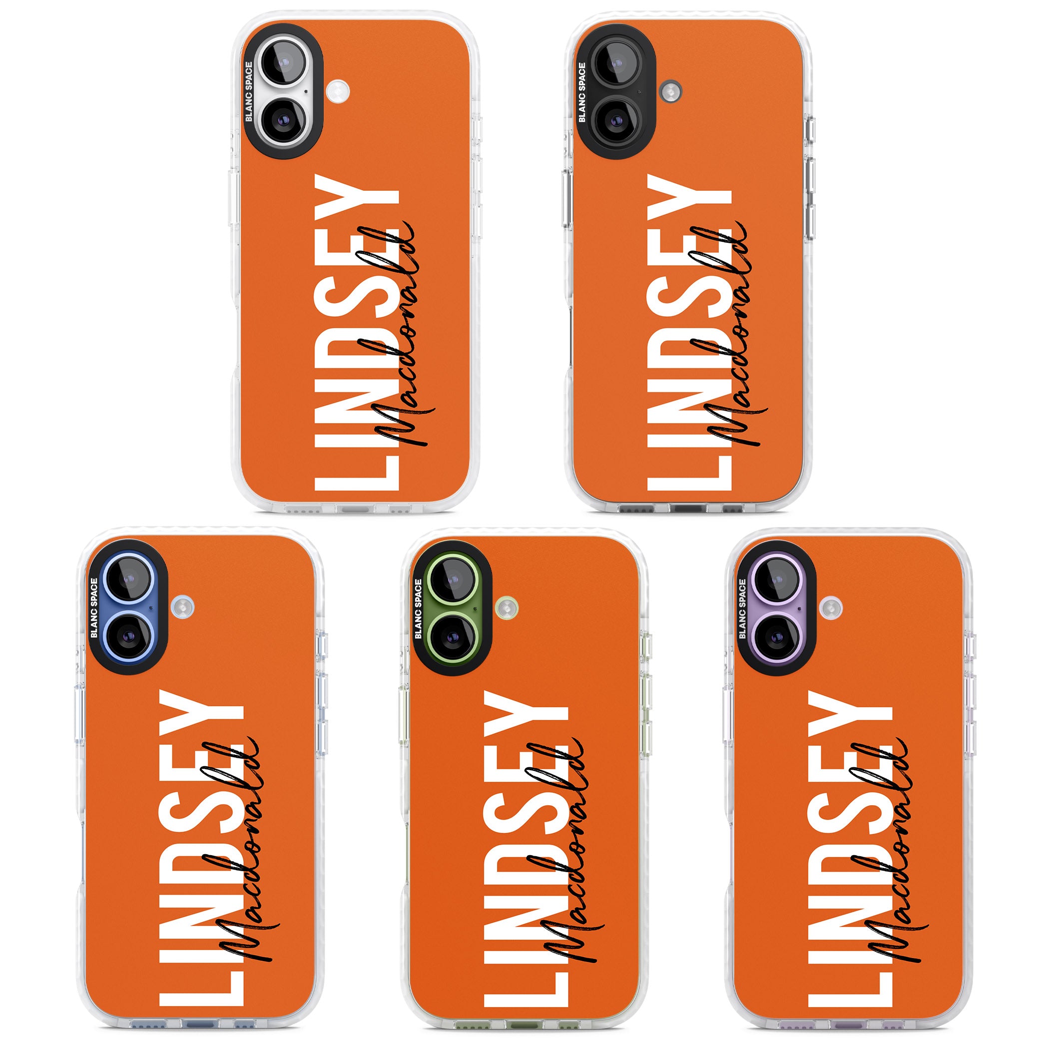 Personalised Bold Name: Orange iPhone 17 Impact Clear Phone Case APT Impact Protection