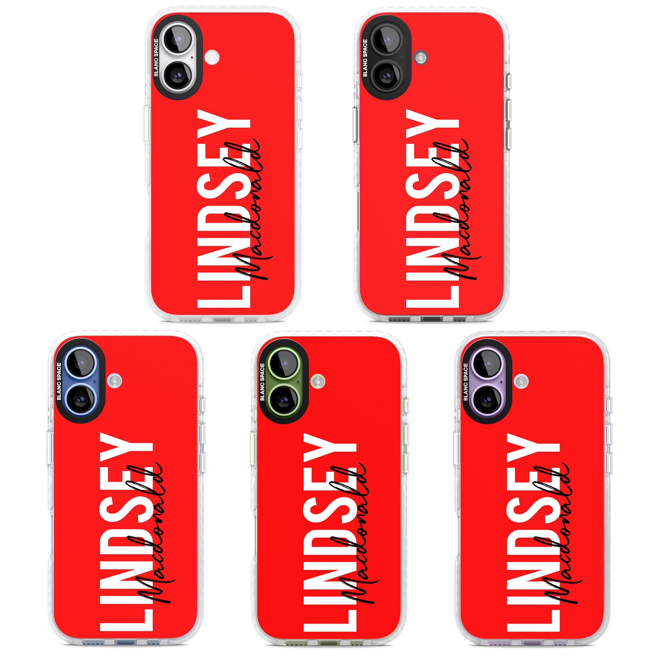 Personalised Bold Name: Red iPhone 17 Impact Clear Phone Case APT Impact Protection