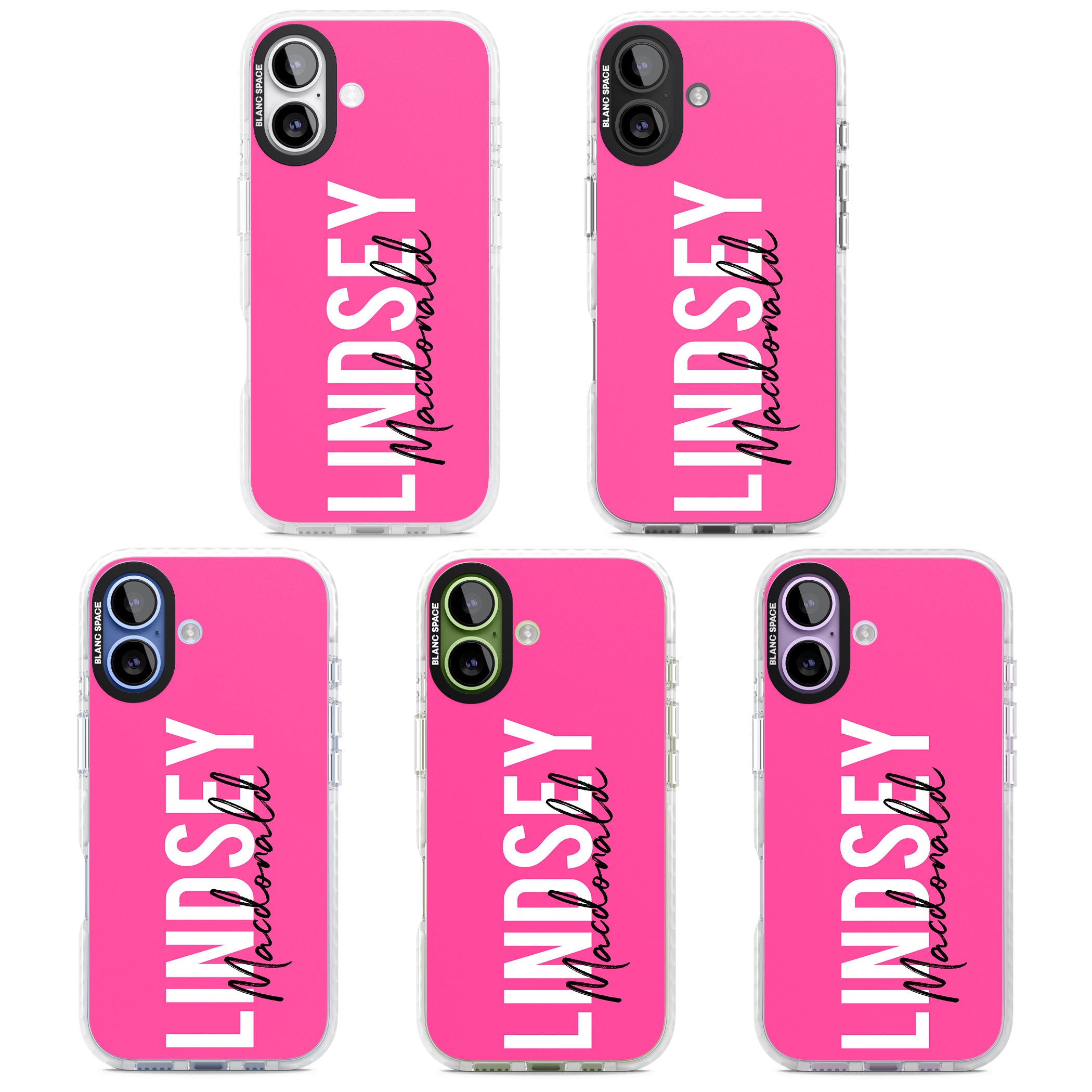 Personalised Bold Name: Pink iPhone 17 Impact Clear Phone Case APT Impact Protection