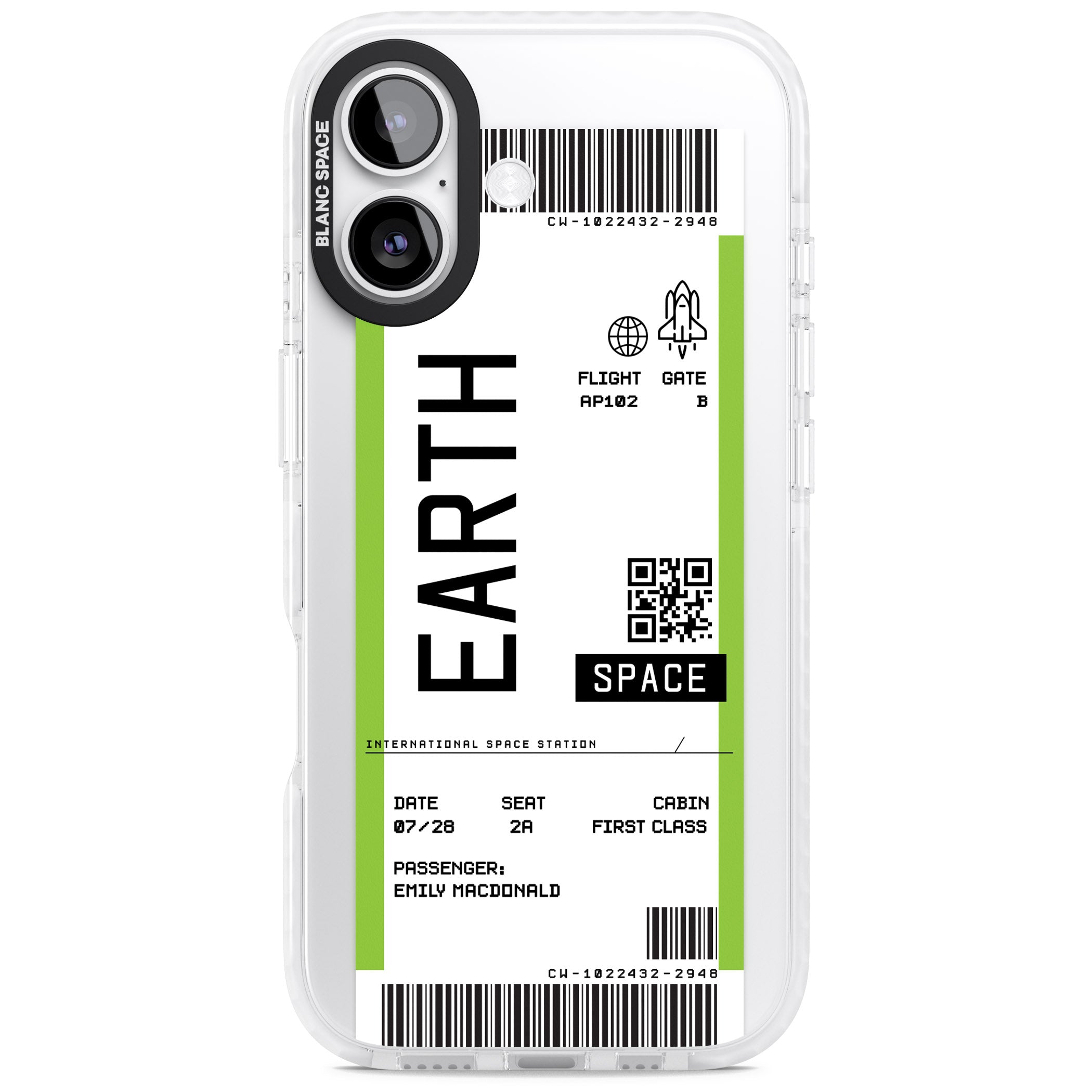 Personalised Earth Travel Ticket iPhone 17 Impact Clear Phone Case