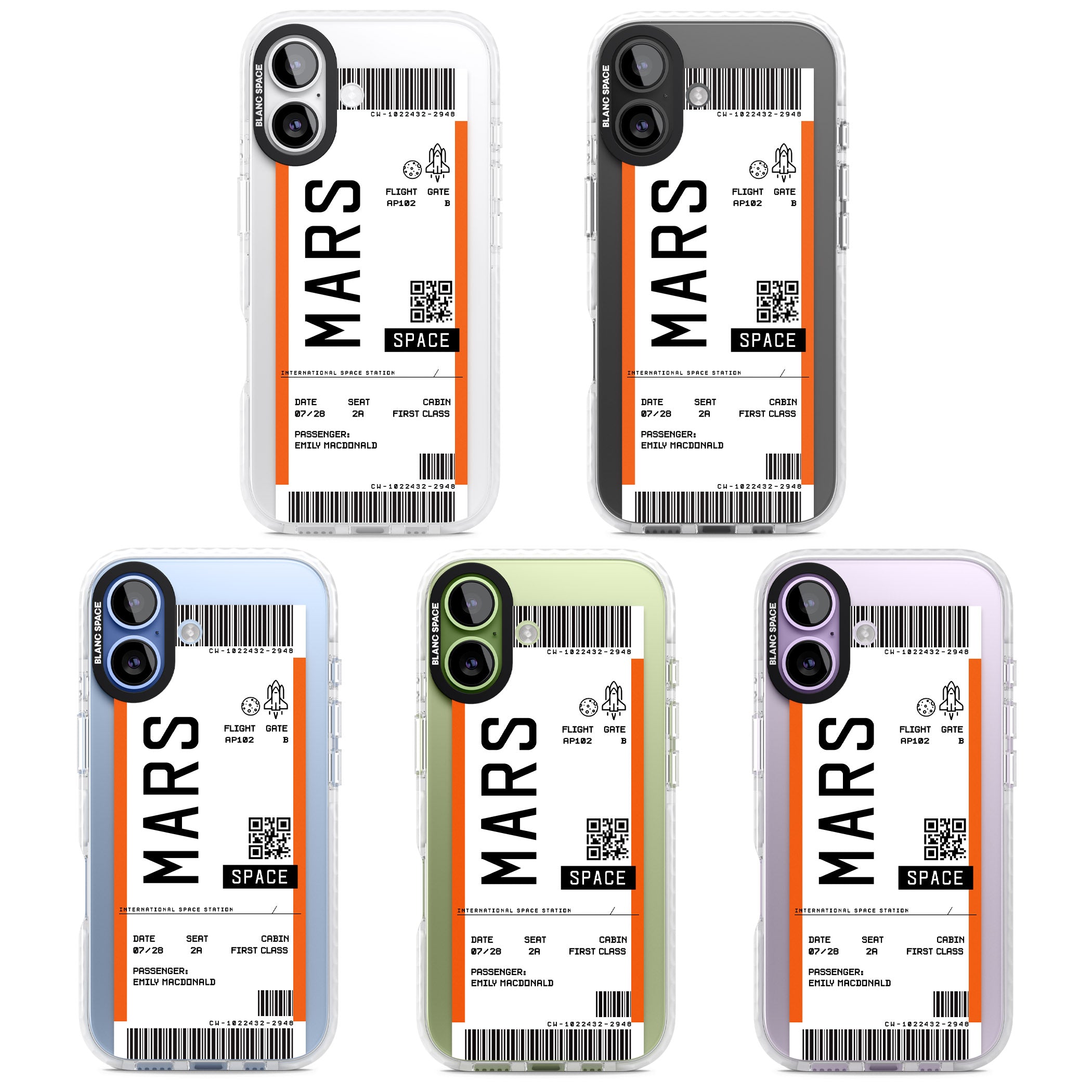 Personalised Mars Travel Ticket iPhone 17 Impact Clear Phone Case APT Impact Protection