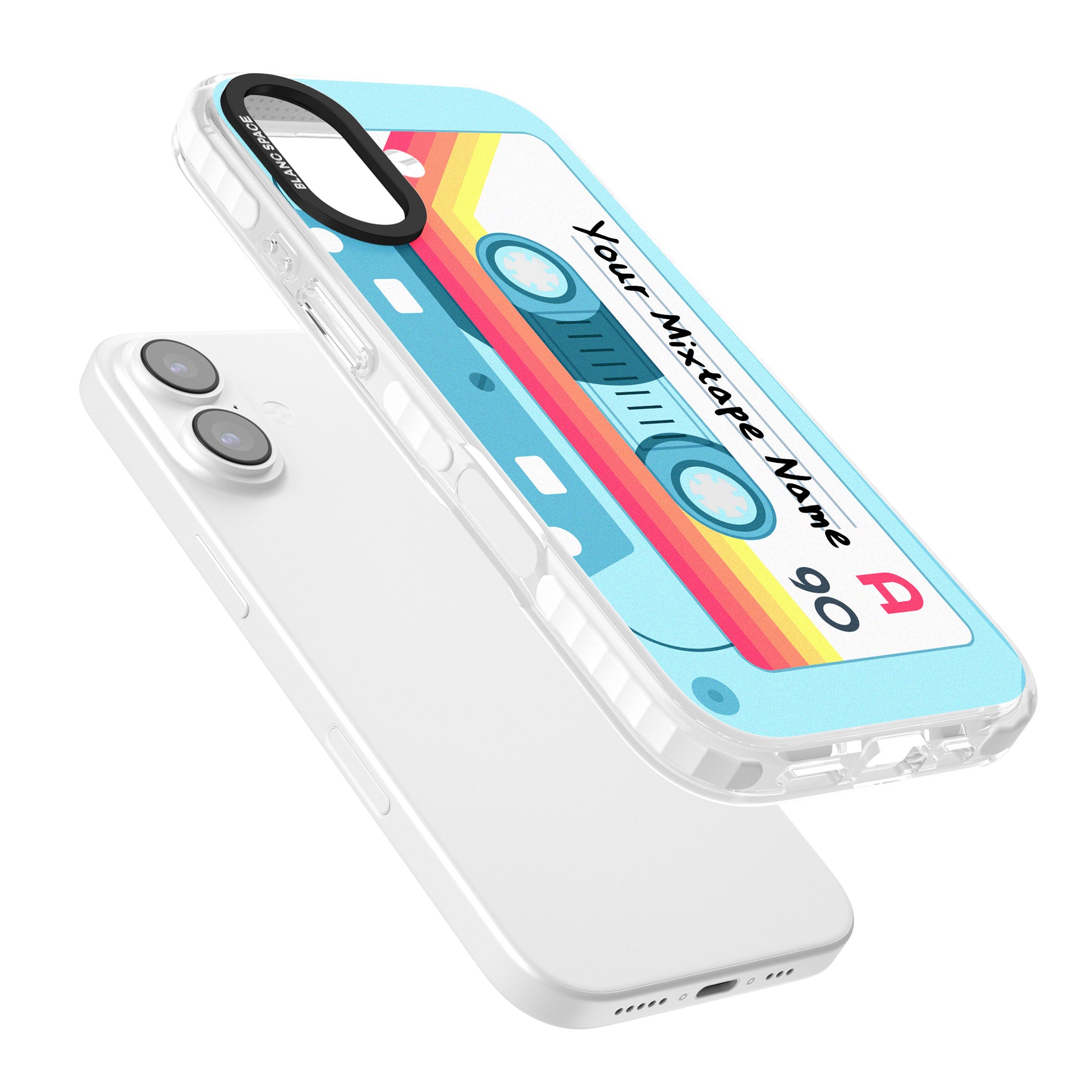 Personalised Retro Mixtape Sporty iPhone 17 Impact Clear Phone Case Colours
