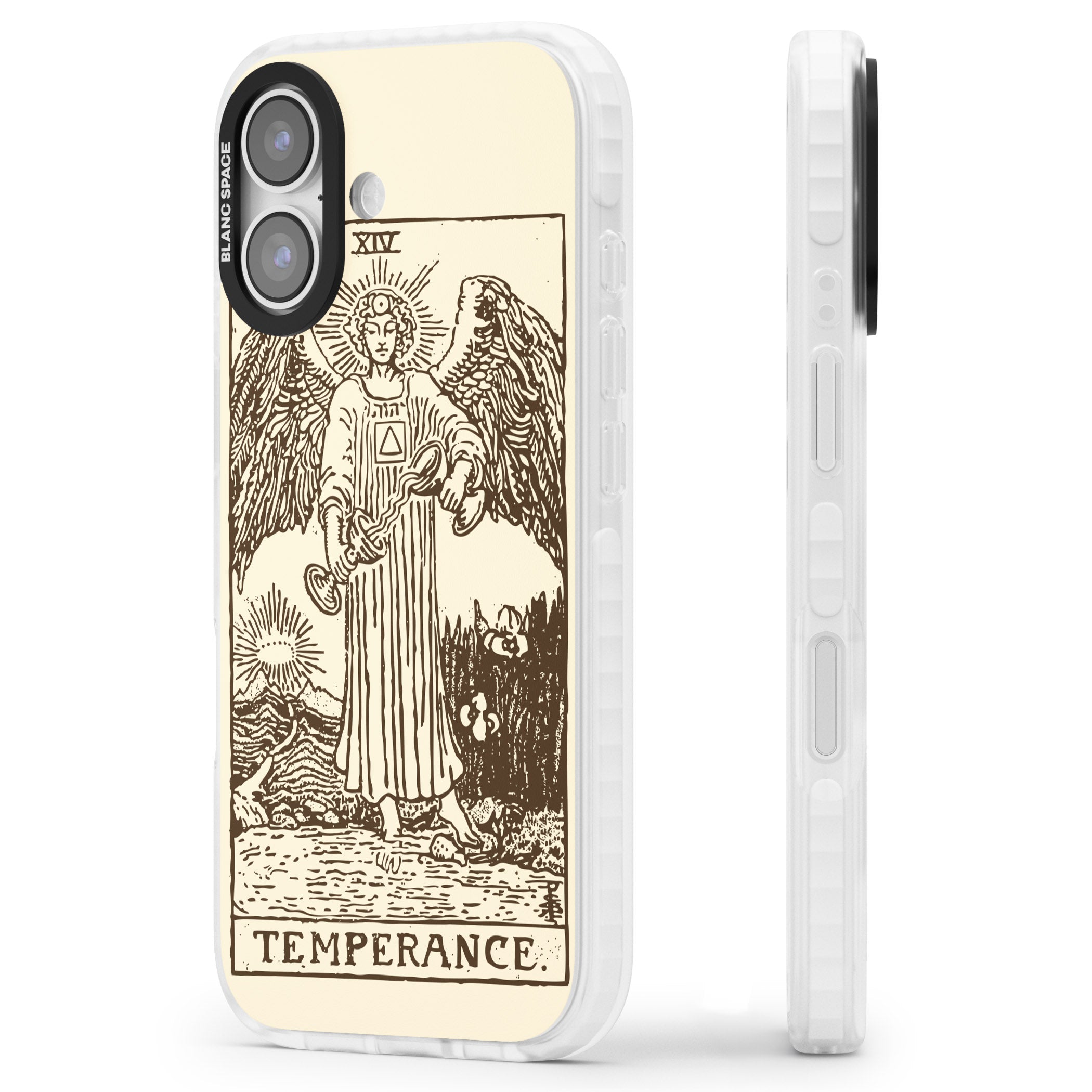 Personalised Temperance Tarot Card (Cream) iPhone 17 Impact Clear Phone Case Side Profile