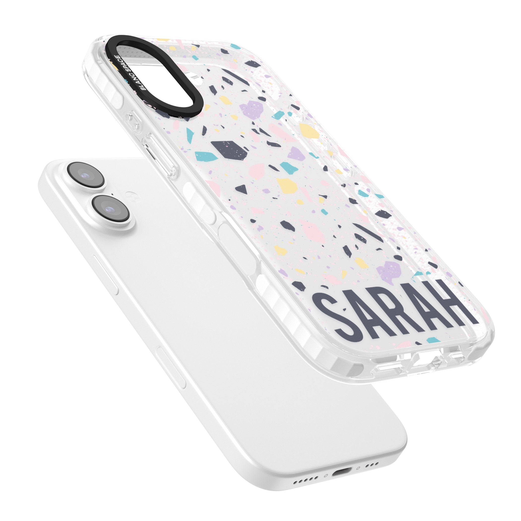 Personalised Pastel Terrazzo iPhone 17 Impact Clear Phone Case Colours