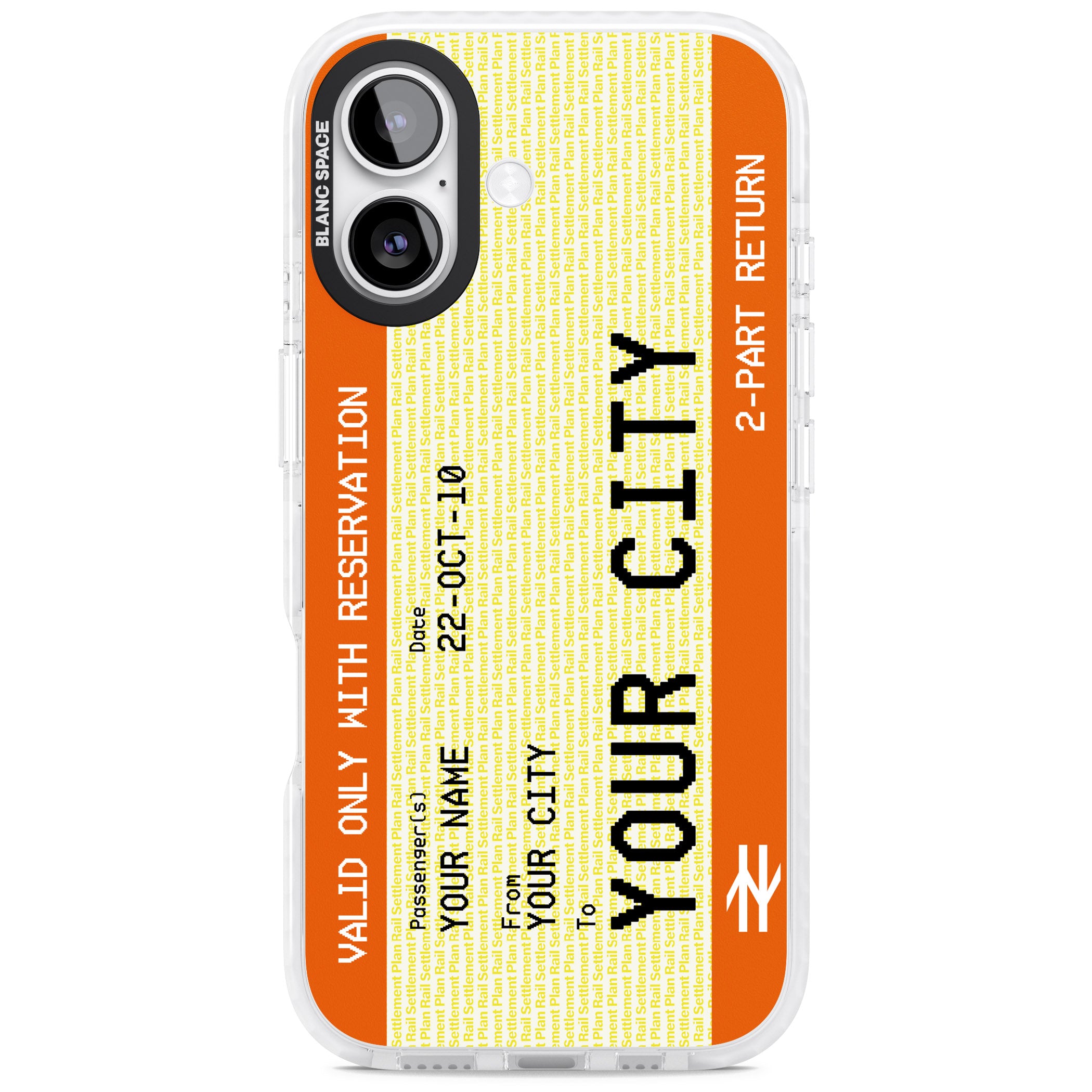 Personalised Create Your Own Train Ticket iPhone 17 Impact Clear Phone Case