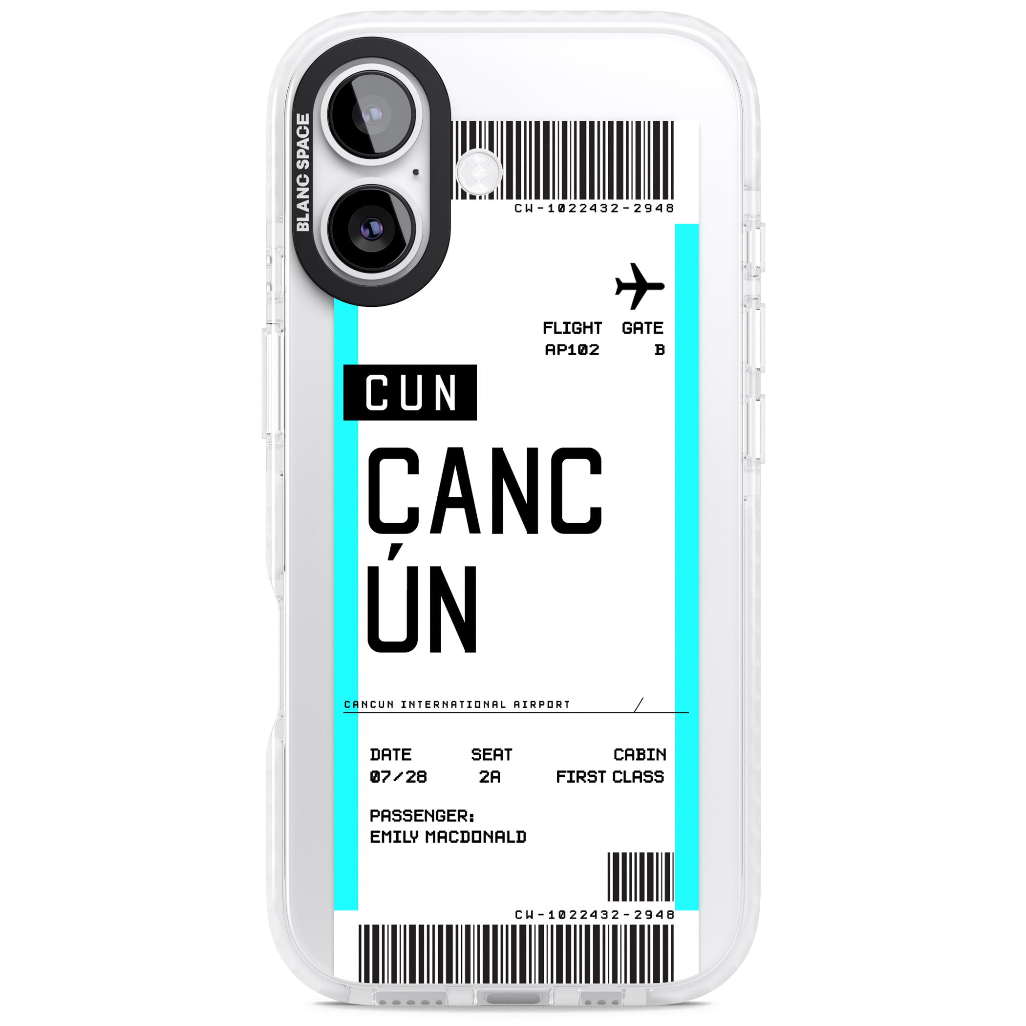 Personalised Cancún Boarding Pass iPhone 17 Impact Clear Phone Case