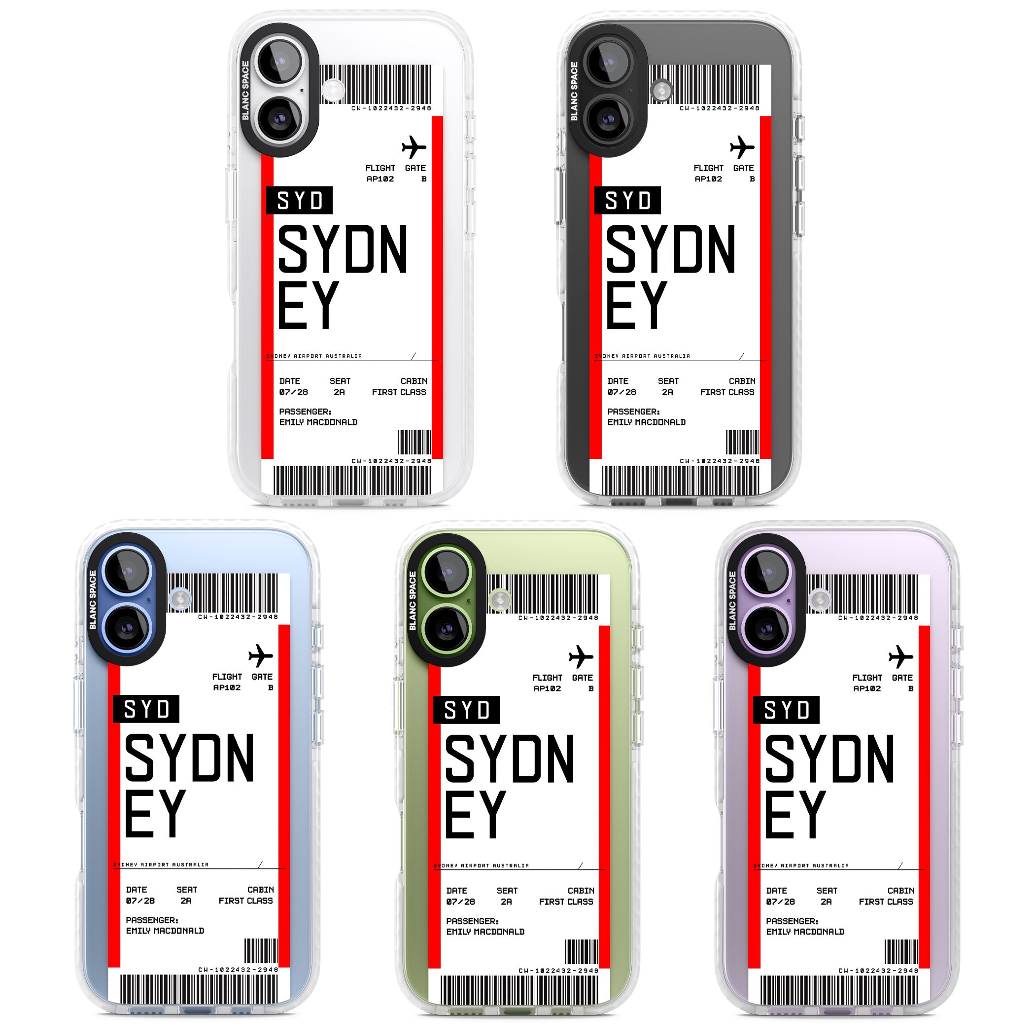 Personalised Sydney Boarding Pass iPhone 17 Impact Clear Phone Case APT Impact Protection