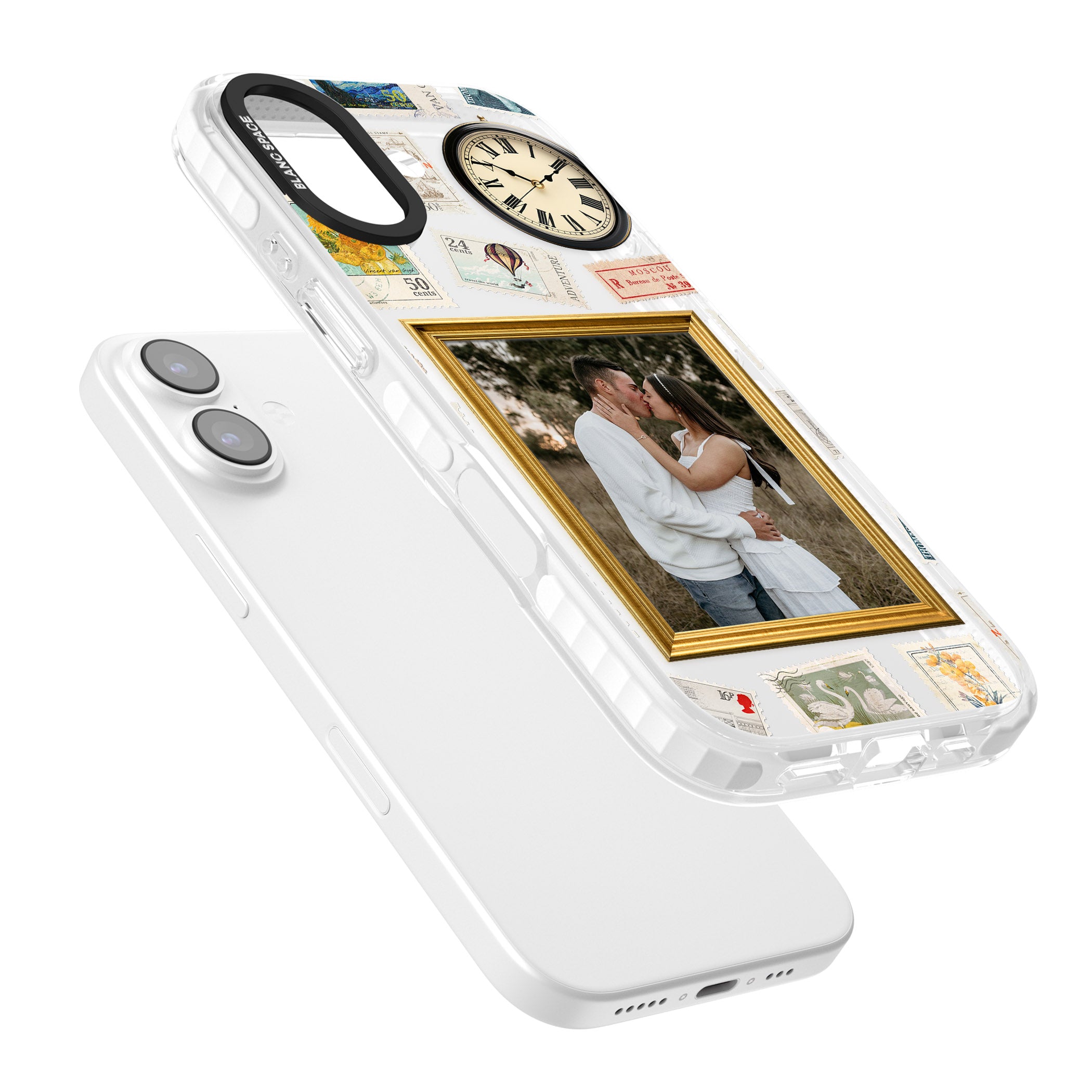 Personalised Vintage Photo Frame Collage iPhone 17 Impact Clear Phone Case Colours