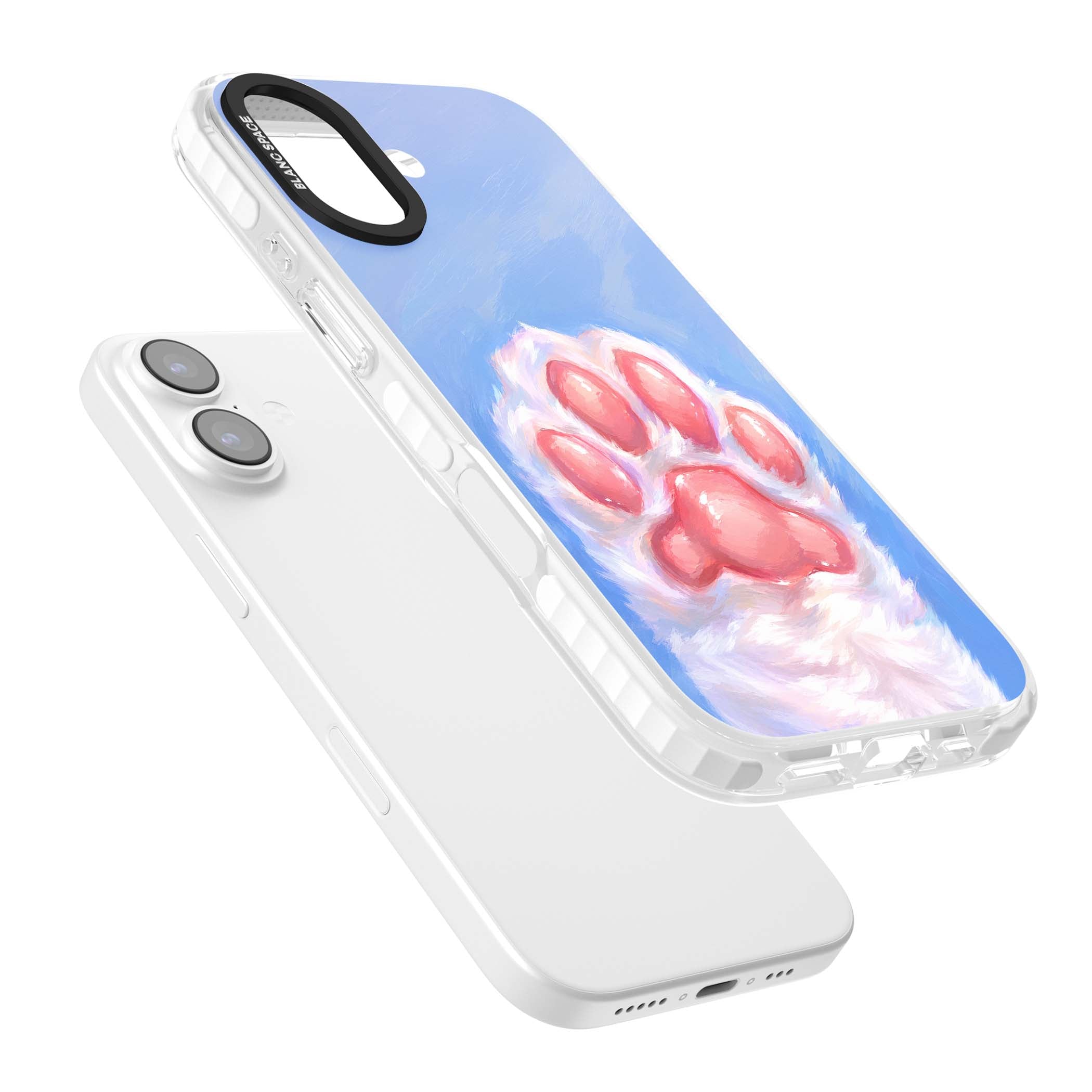 Soft White Paw cute iPhone case | Black Impact case for iPhone 17