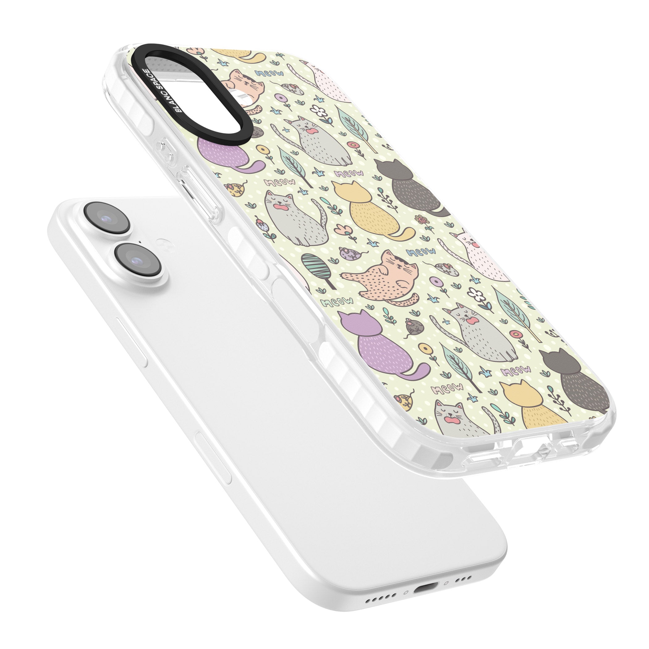 Cat Pattern Cream iPhone 17 Impact Clear Phone Case Colours