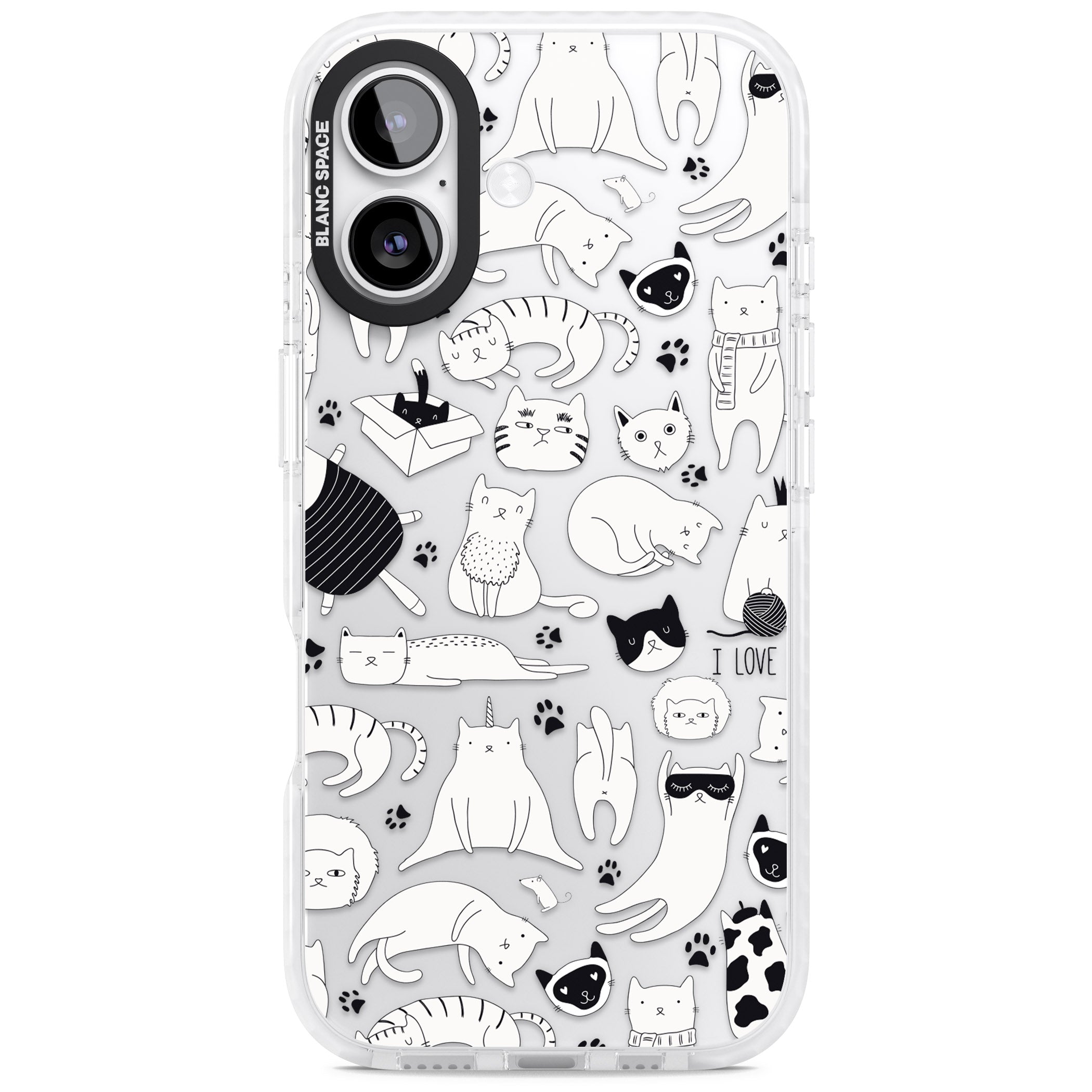 Cartoon Cat Collage Black & White iPhone 17 Impact Clear Phone Case