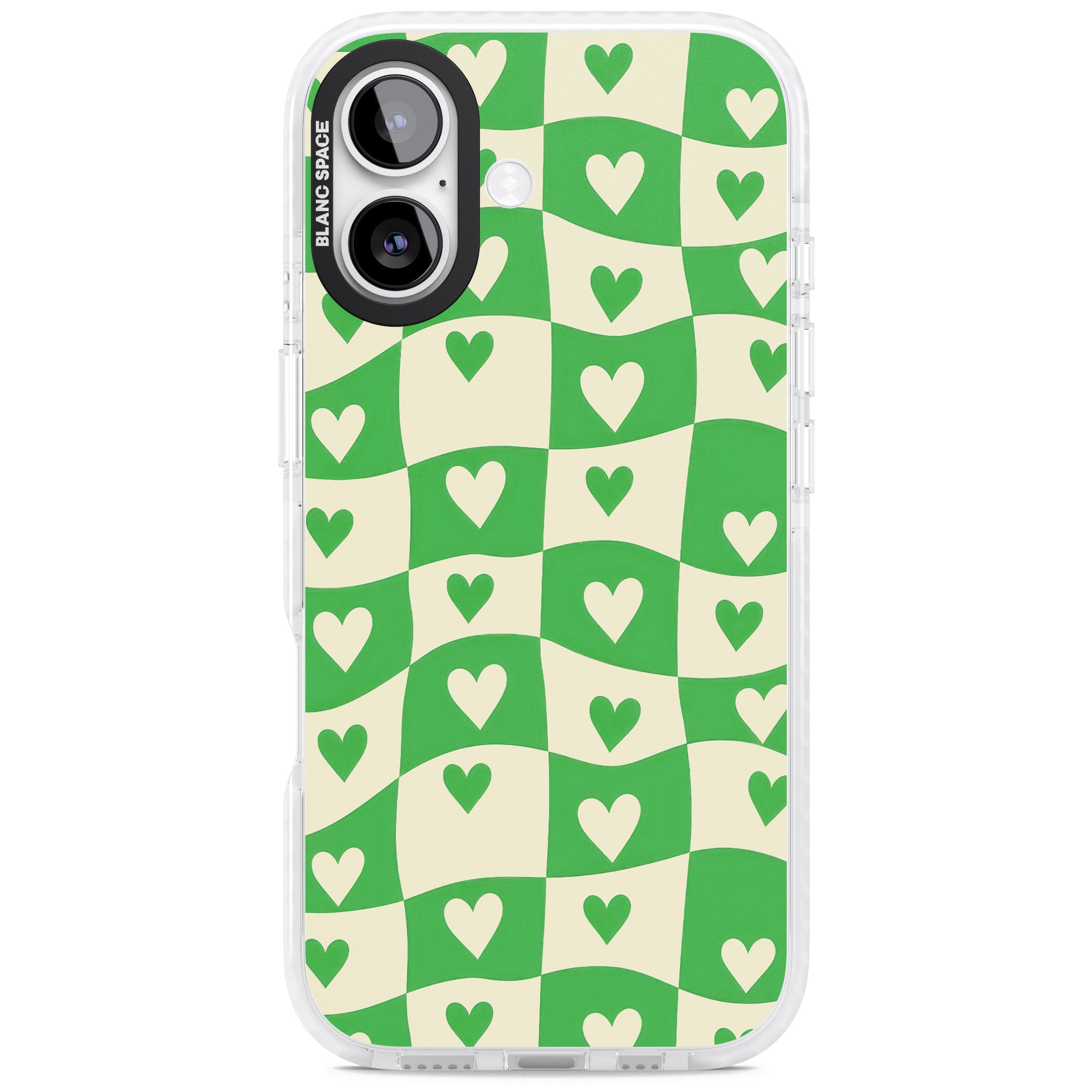 Green Wavy Checked Hearts iPhone 17 Impact Clear Phone Case