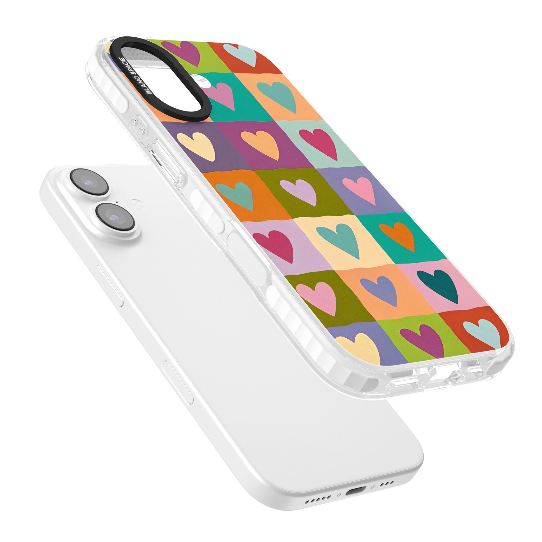 Multicolour Checked Hearts iPhone 17 Impact Clear Phone Case Colours