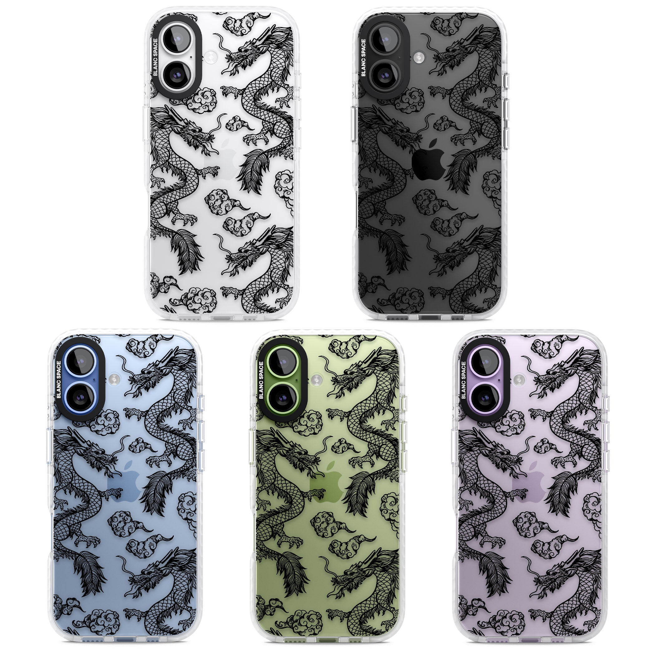 Black Dragon Pattern iPhone 17 Impact Clear Phone Case APT Impact Protection