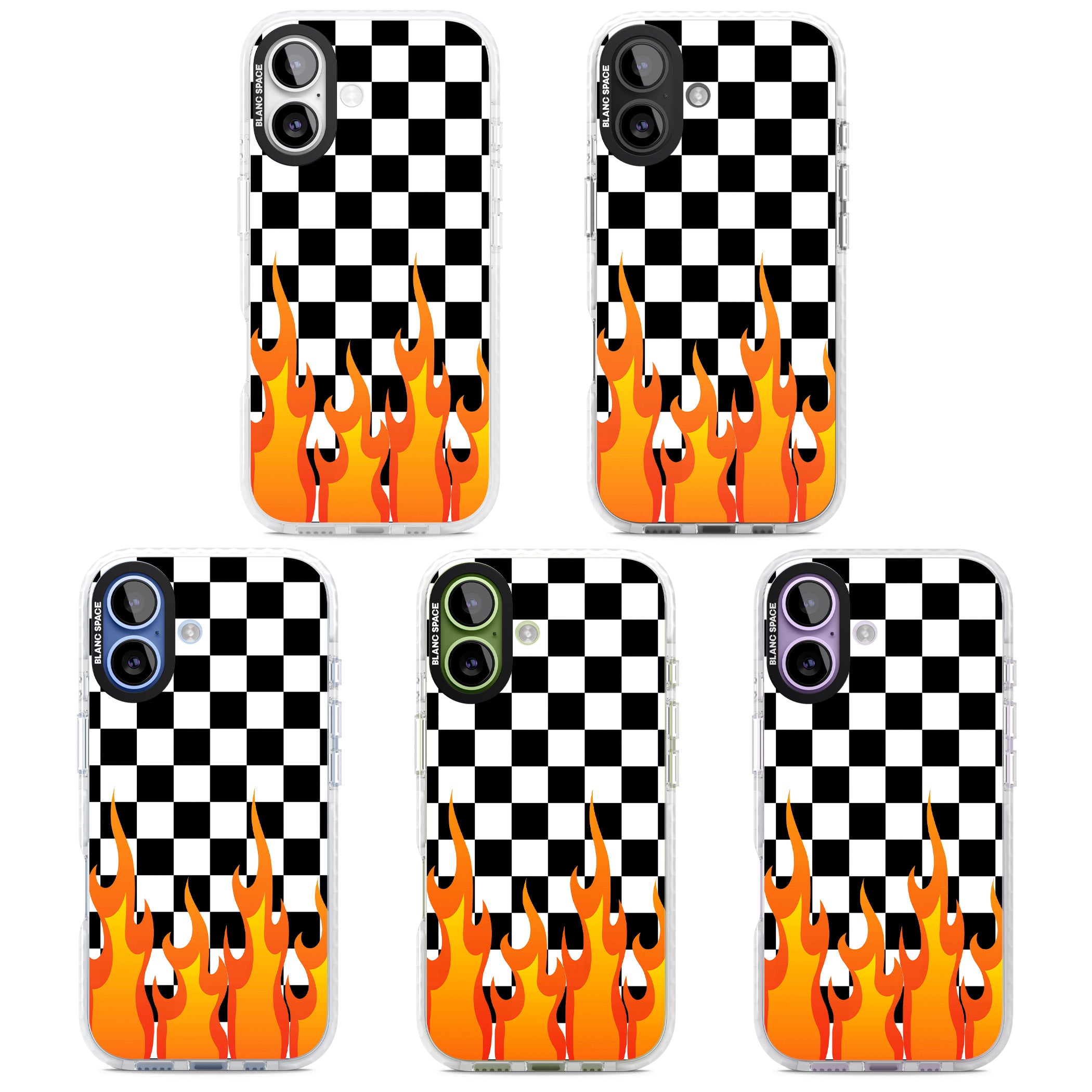Checkered Fire iPhone 17 Impact Clear Phone Case APT Impact Protection