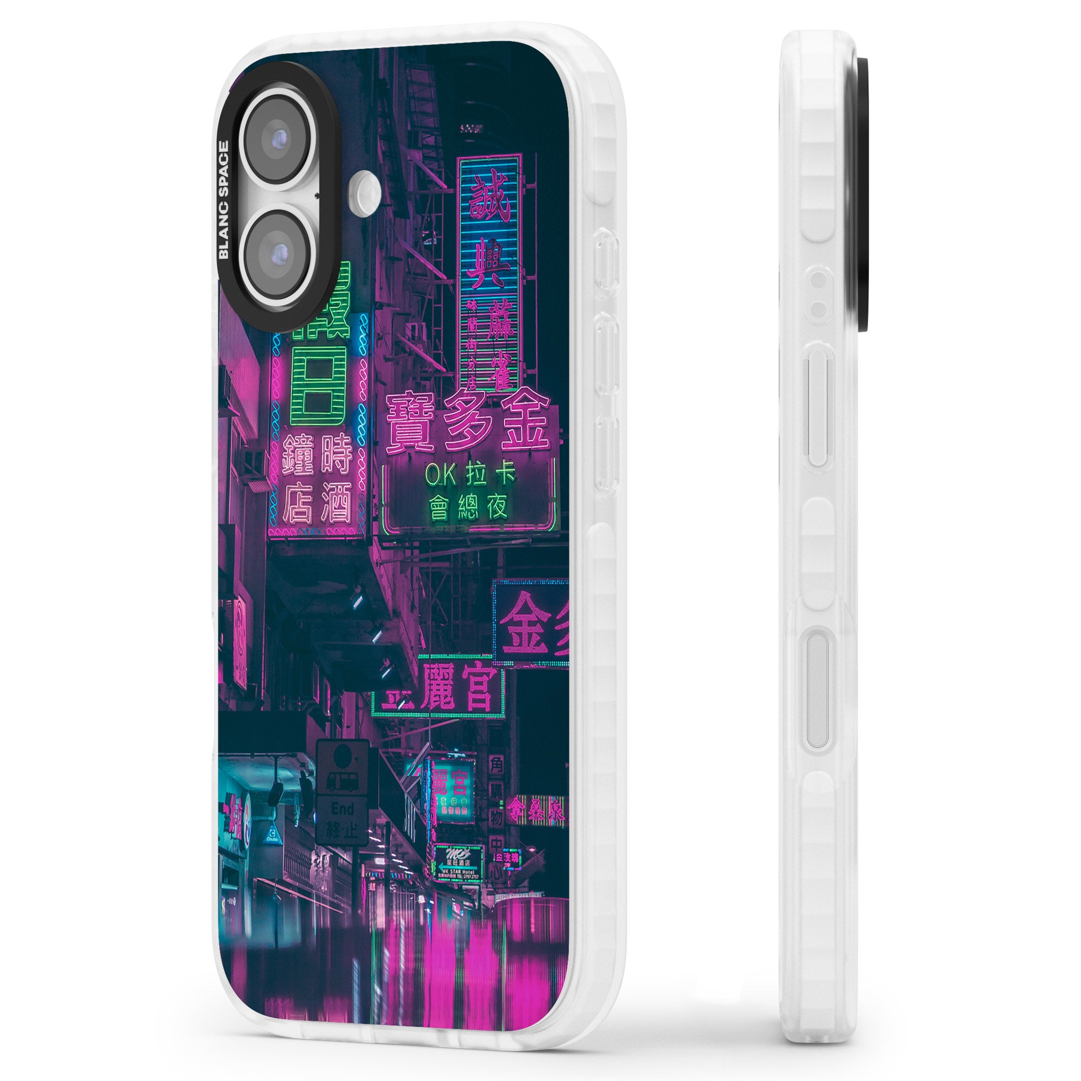 Neon Night Strip iPhone 17 Impact Clear Phone Case Side Profile