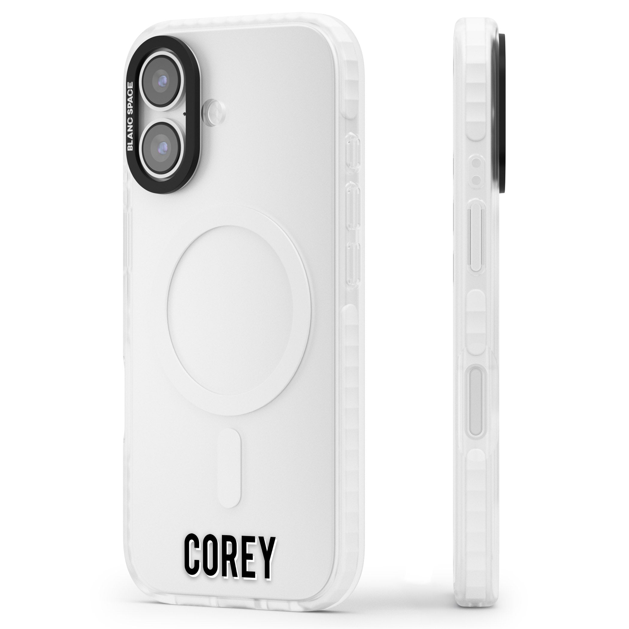 Personalised Bottom Name iPhone 17 Impact Clear Phone Case Side Profile