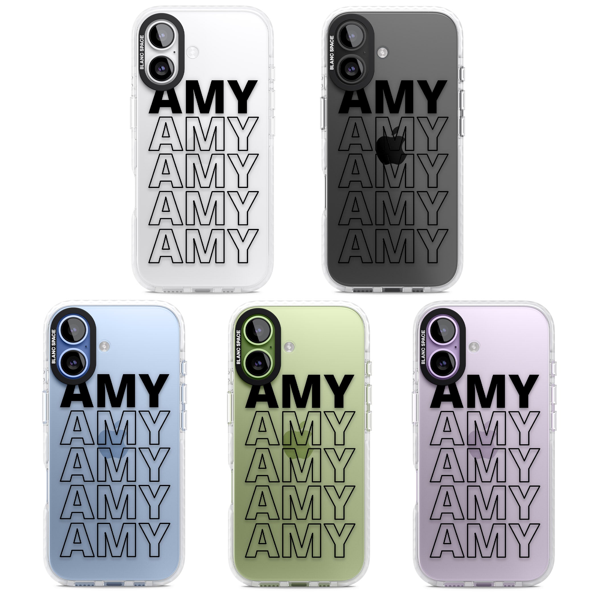 Personalised Bold Name Repetition iPhone 17 Impact Clear Phone Case APT Impact Protection