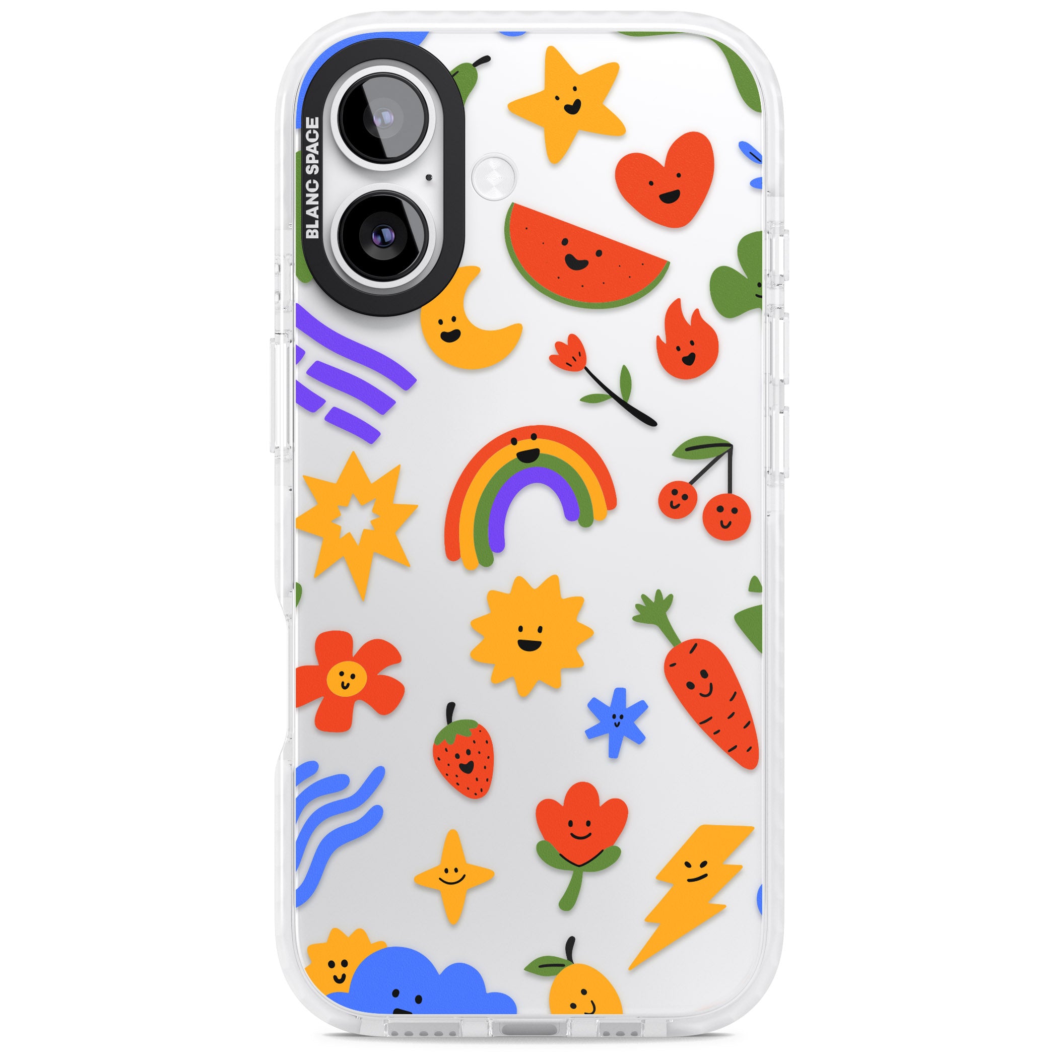 Colorful Kawaii Icons iPhone 17 Impact Clear Phone Case