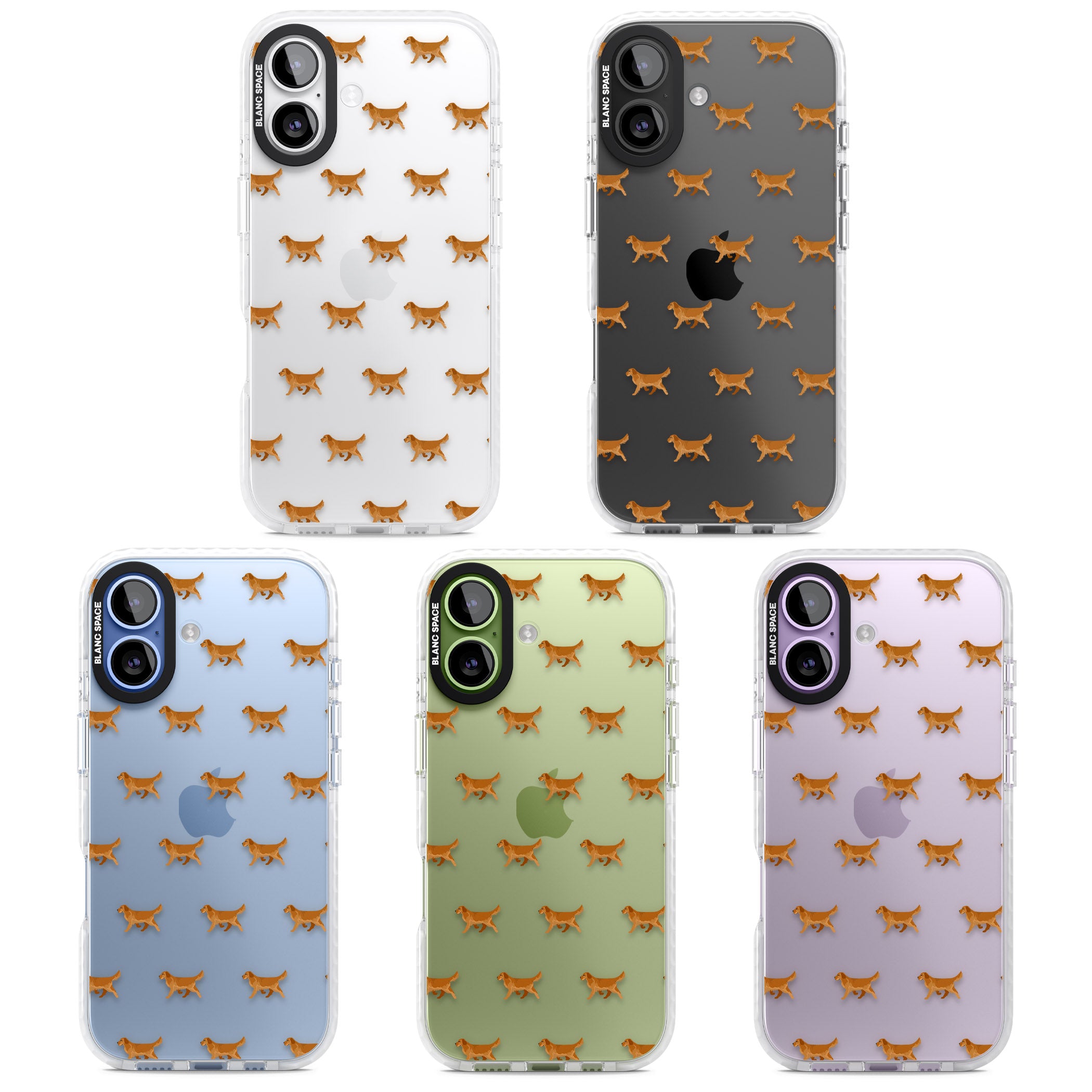 Golden Retriever Dog Pattern Clear iPhone 17 Impact Clear Phone Case APT Impact Protection