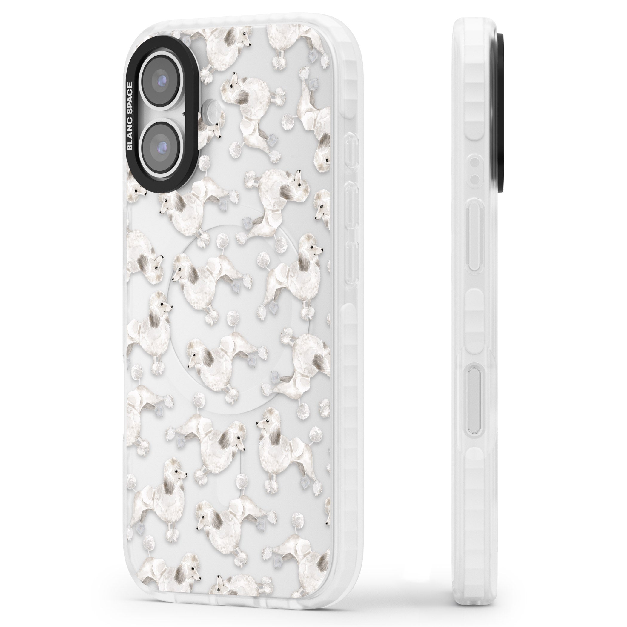 Poodle Watercolor Pattern iPhone 17 Impact Clear Phone Case Side Profile