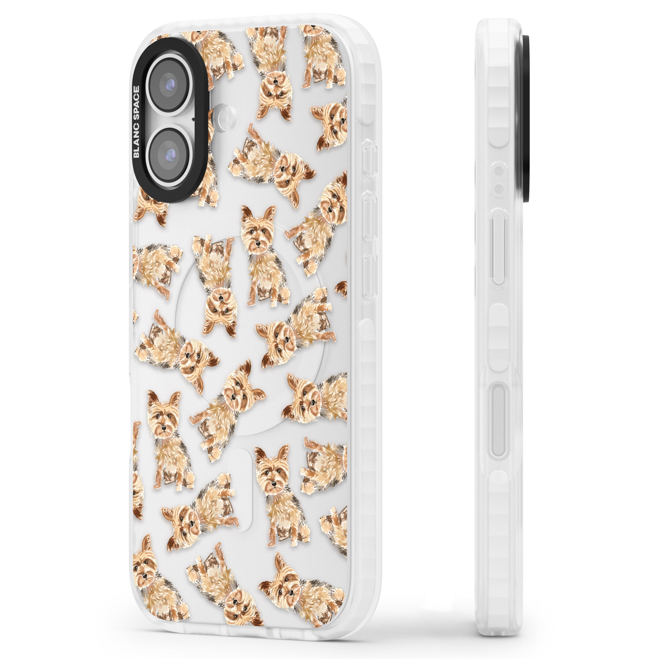 Yorkshire Terrier Dog Pattern iPhone 17 Impact Clear Phone Case Side Profile