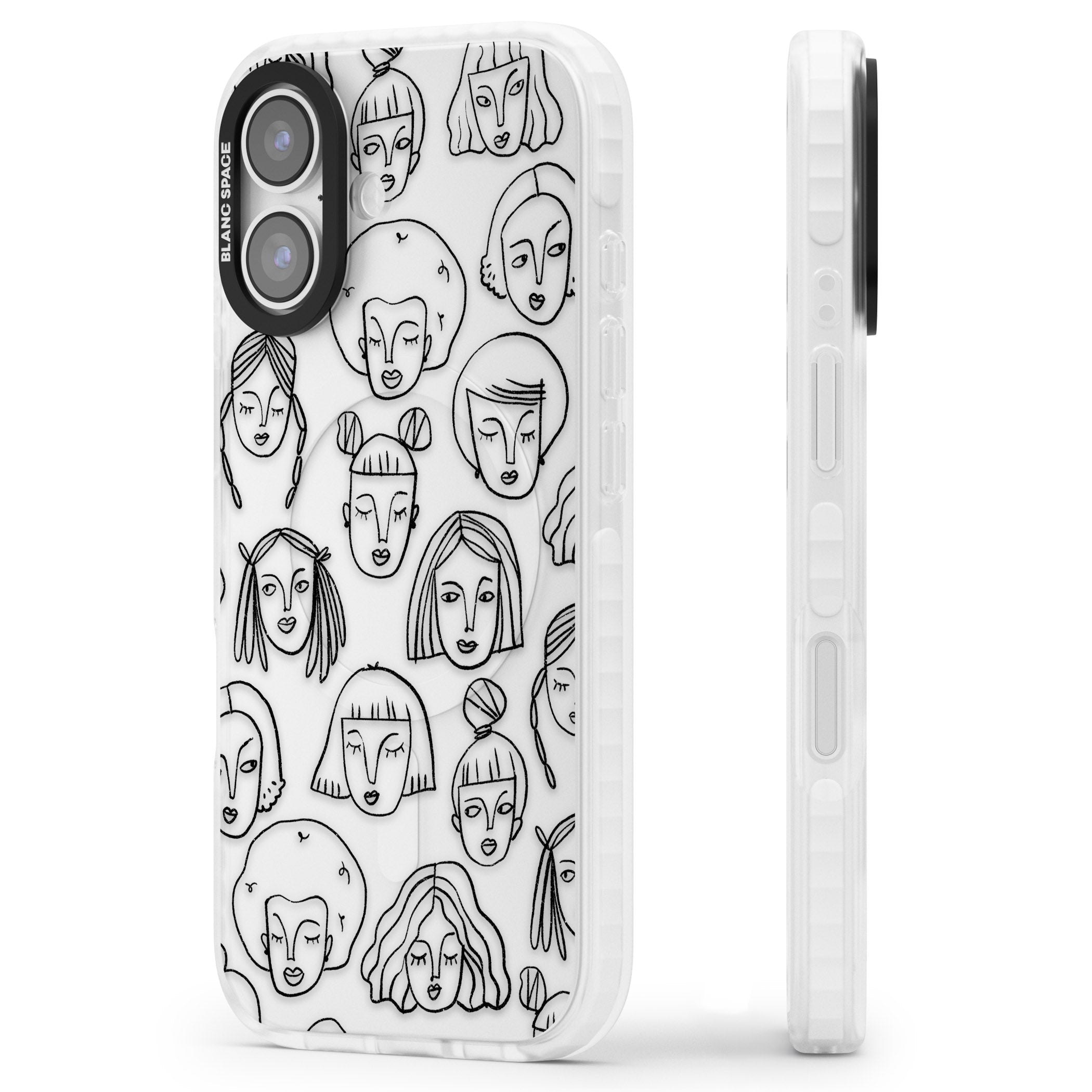 Doodle Face iPhone 17 Impact Clear Phone Case Side Profile