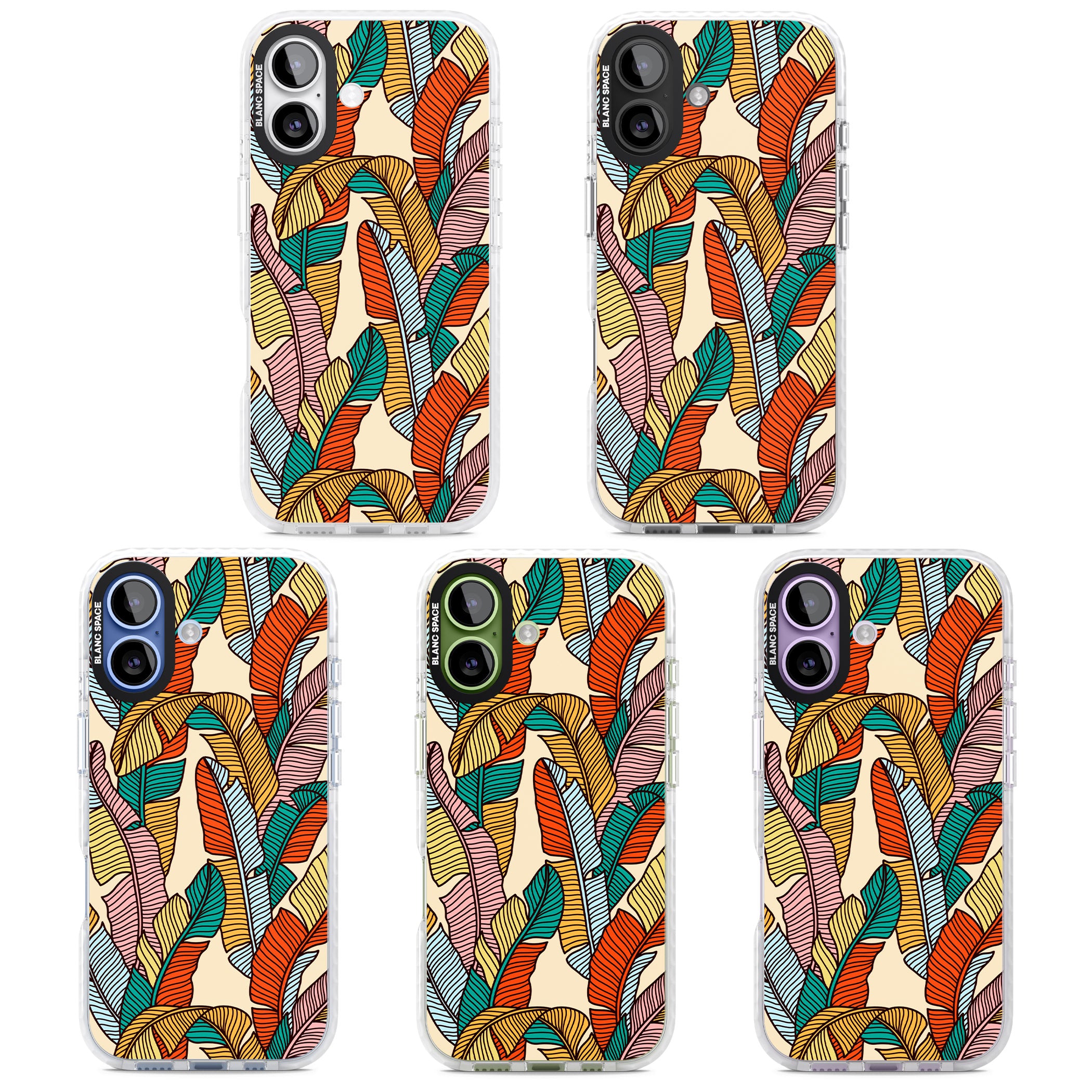 Pastel Palm Leaves iPhone 17 Impact Clear Phone Case APT Impact Protection