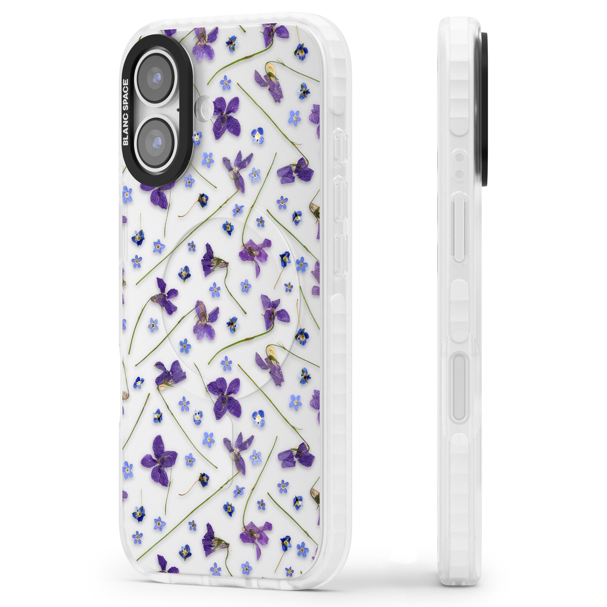 Pressed Violet Flower iPhone 17 Impact Clear Phone Case Side Profile