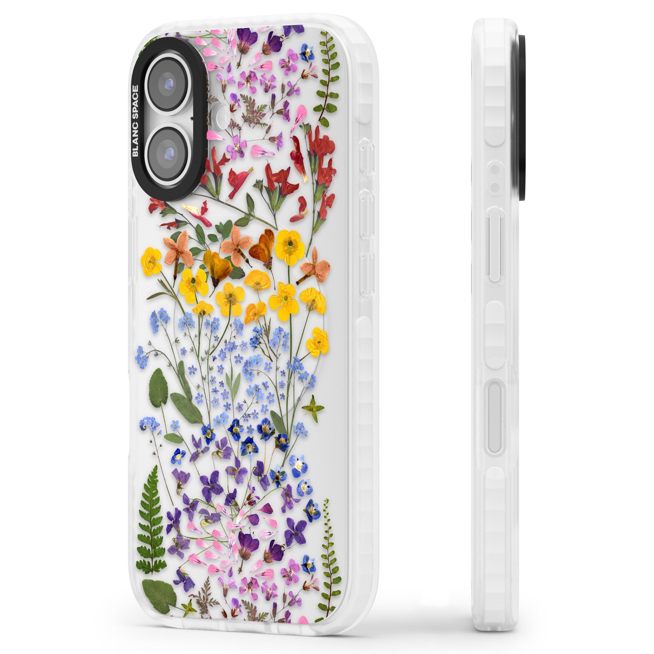 Pressed Wildflower Stripe iPhone 17 Impact Clear Phone Case Side Profile
