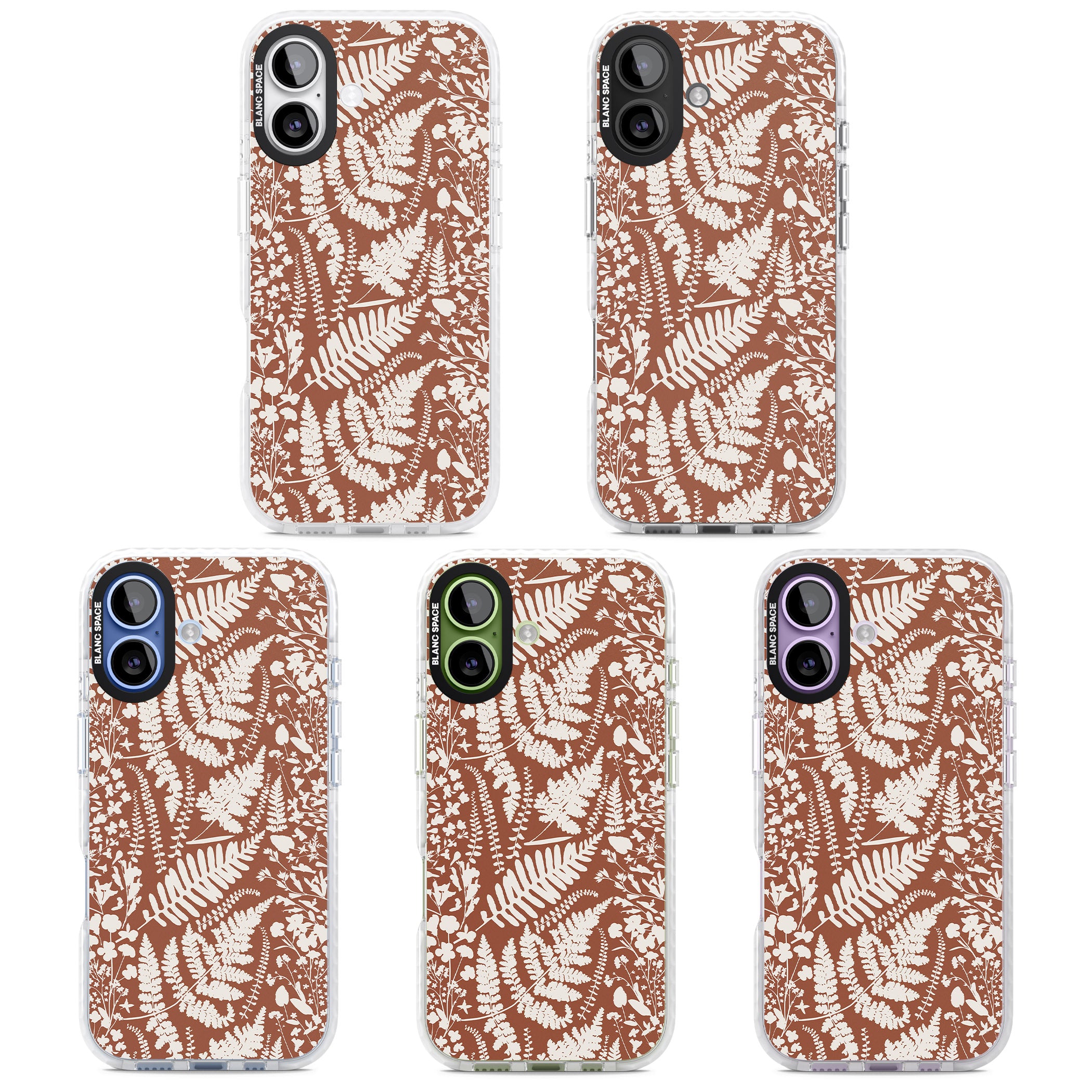 Wildflowers And Ferns On Terracotta iPhone 17 Impact Clear Phone Case APT Impact Protection
