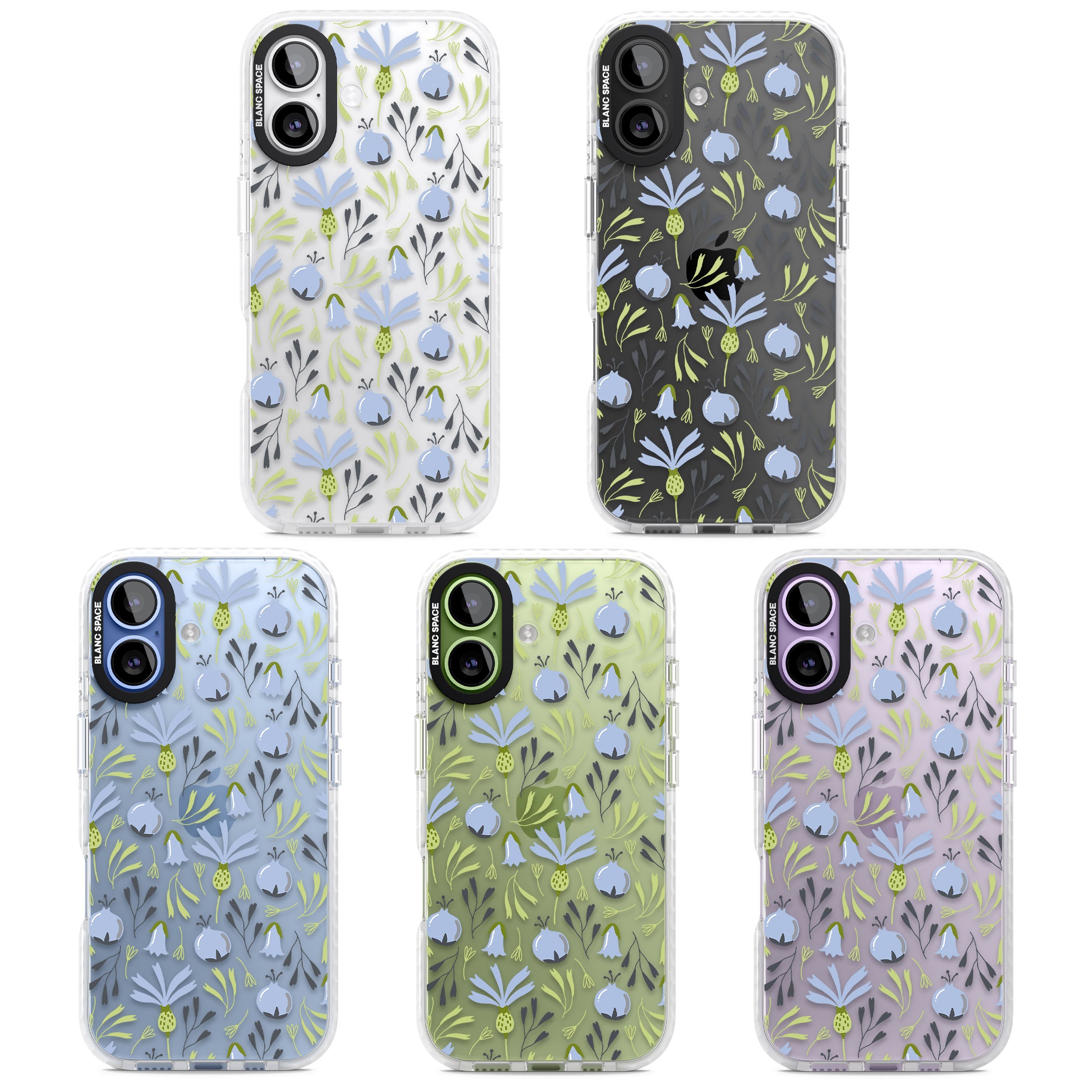 Blue Flora Bloom iPhone 17 Impact Clear Phone Case APT Impact Protection
