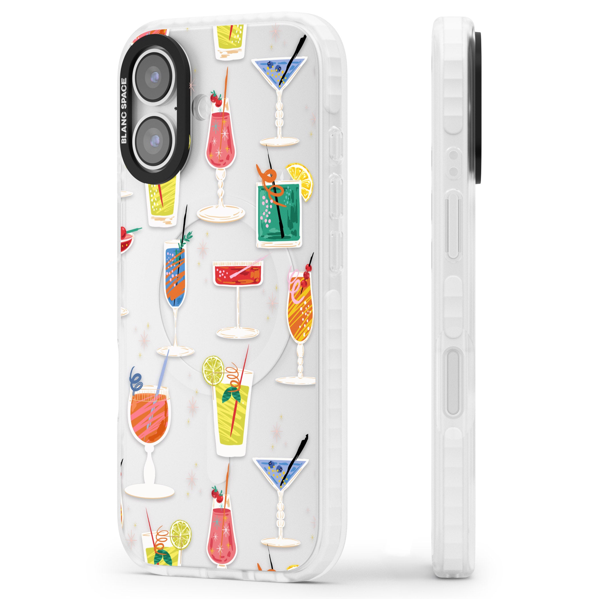 Retro Cocktails iPhone 17 Impact Clear Phone Case Side Profile