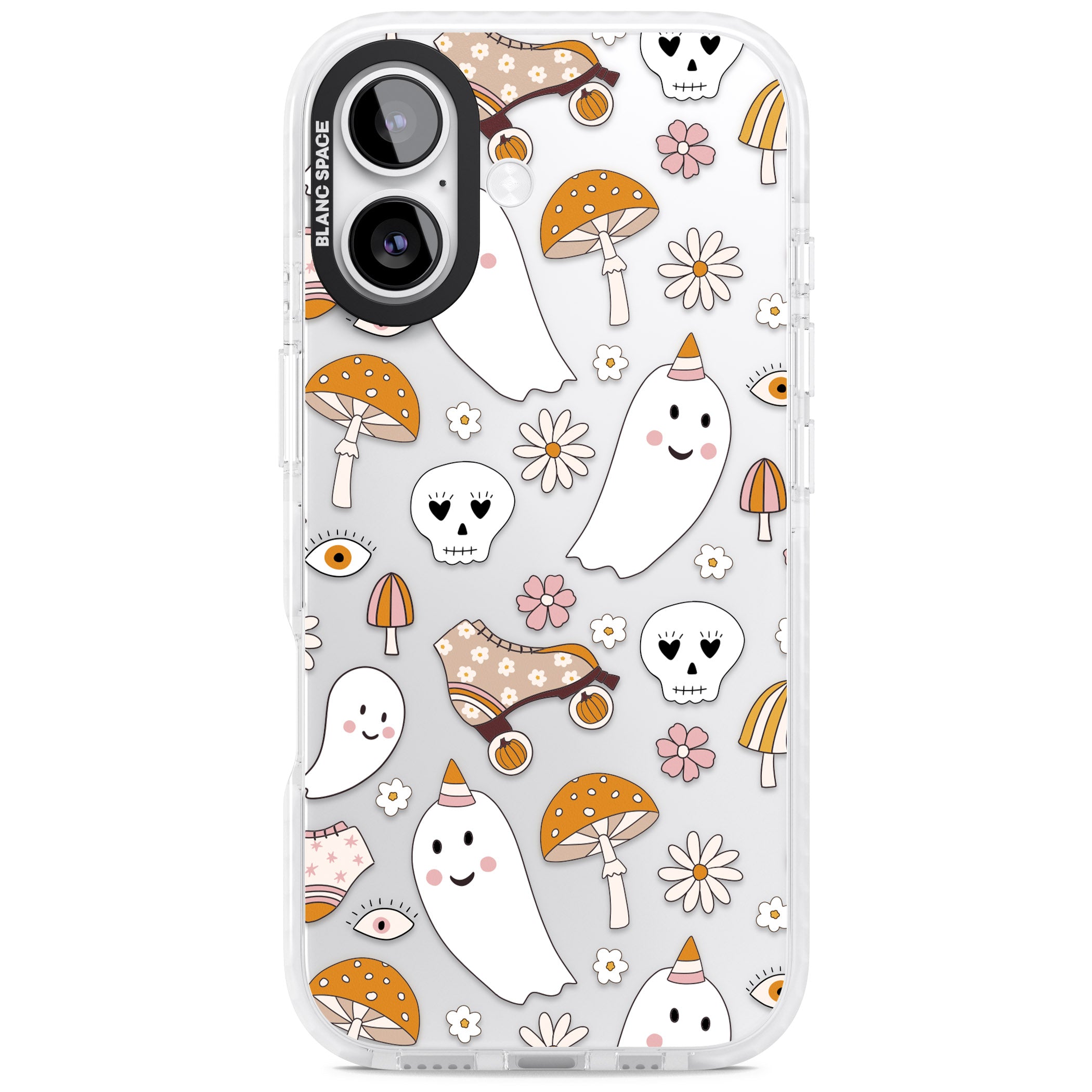 Cute Ghost And Skulls Pattern iPhone 17 Impact Clear Phone Case