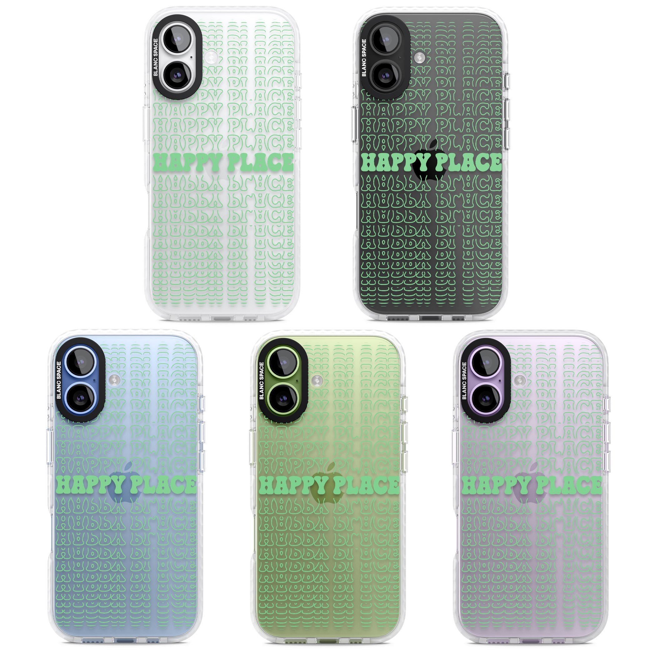Happy Place (Green) iPhone 17 Impact Clear Phone Case APT Impact Protection