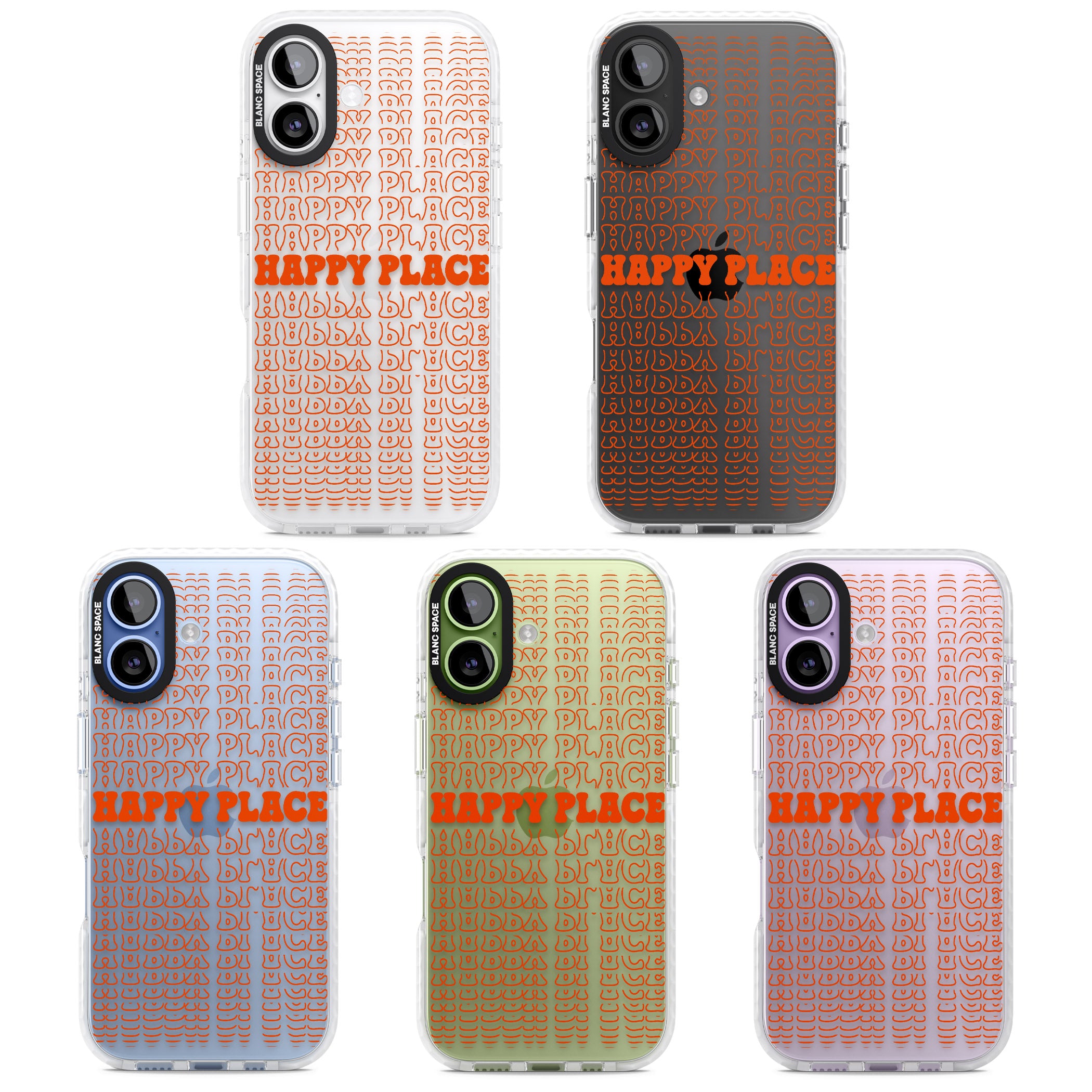 Happy Place (Orange) iPhone 17 Impact Clear Phone Case APT Impact Protection