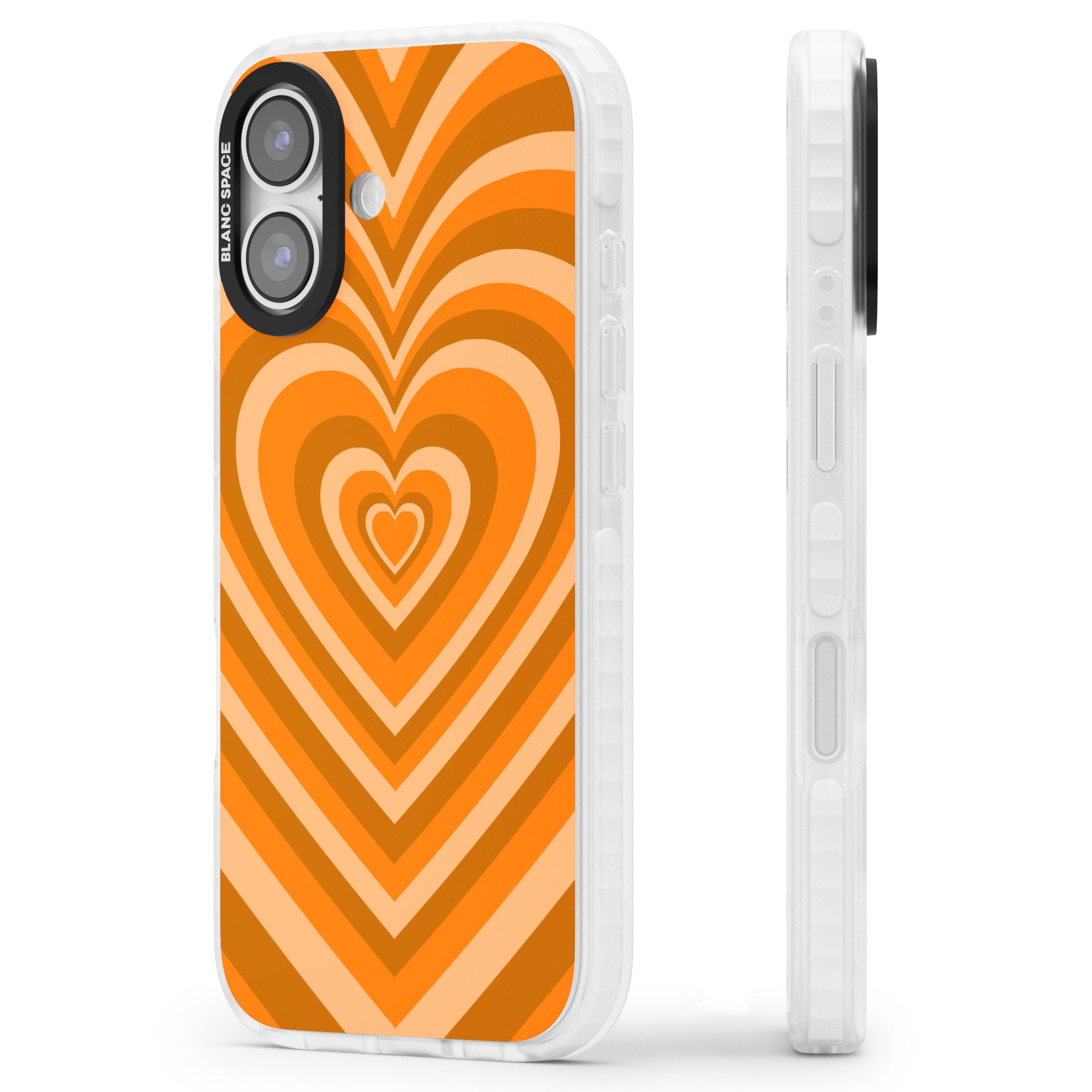 Orange Heart Illusion iPhone 17 Impact Clear Phone Case Side Profile