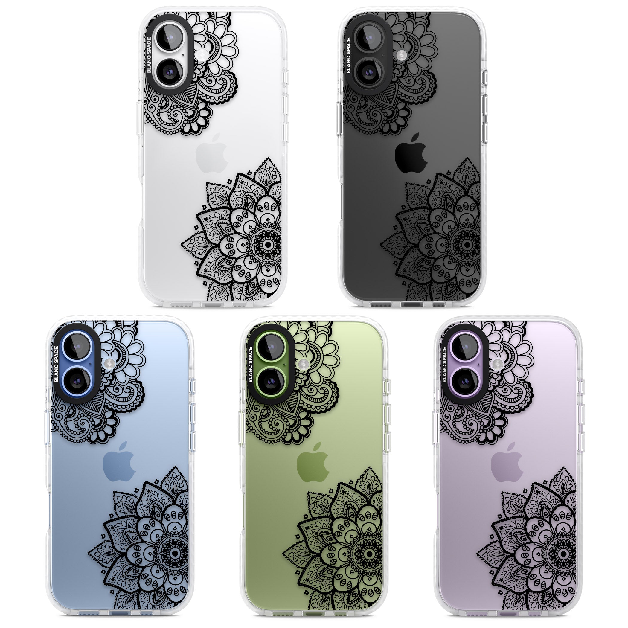 Black Henna Florals iPhone 17 Impact Clear Phone Case APT Impact Protection