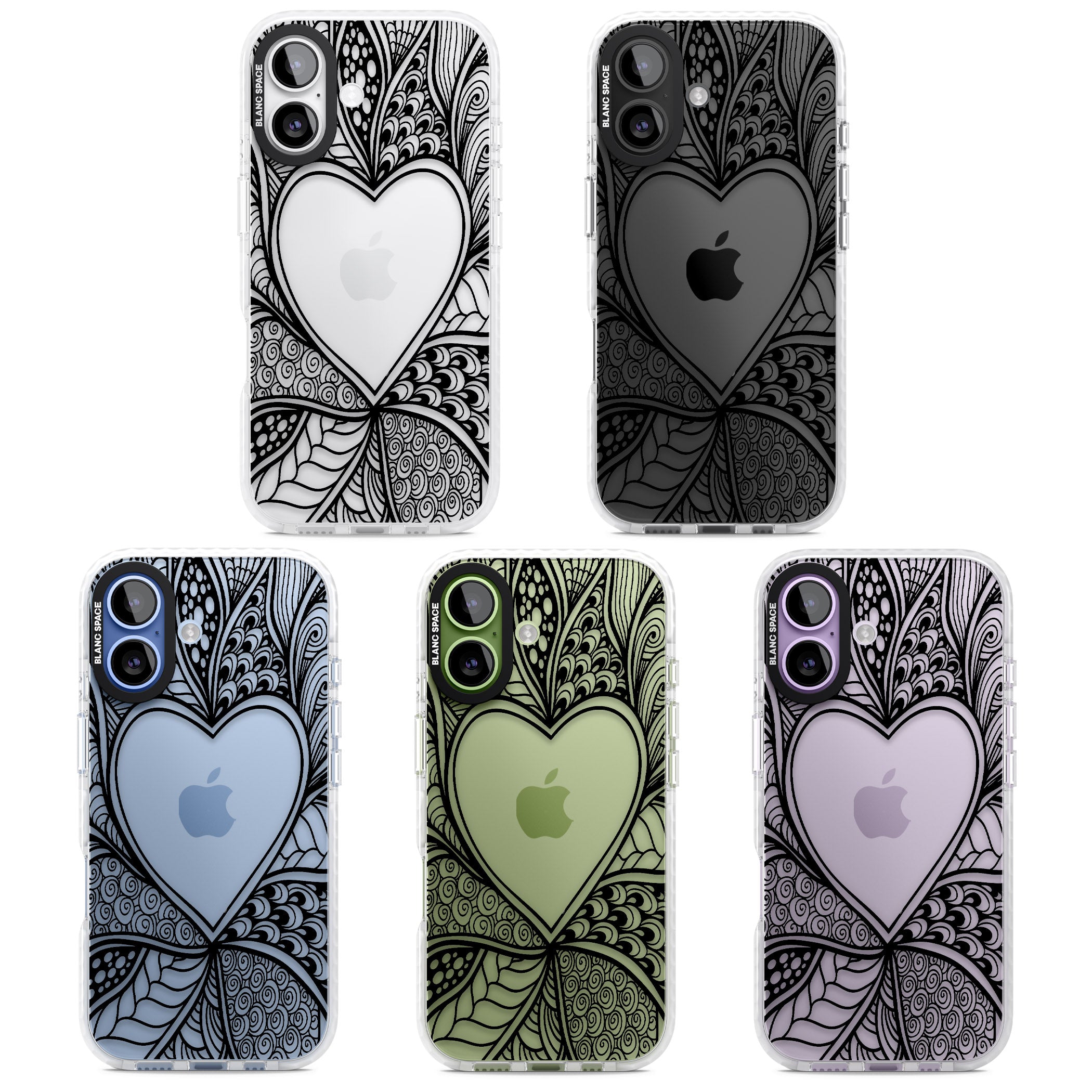 Black Henna Heart iPhone 17 Impact Clear Phone Case APT Impact Protection