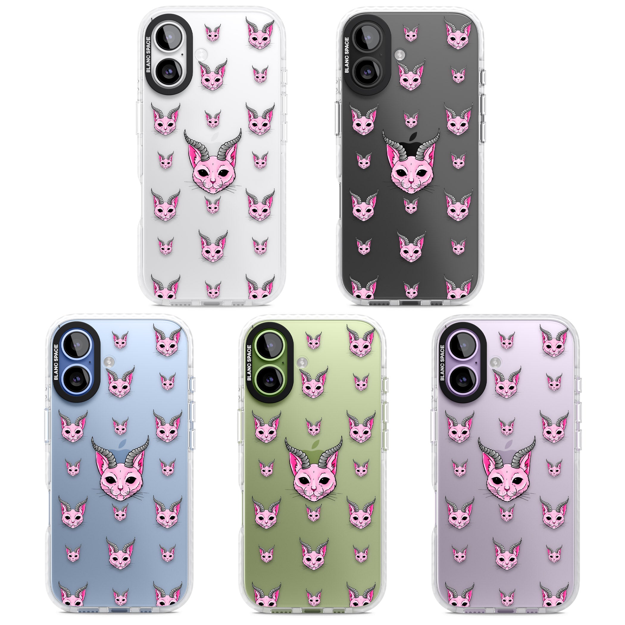 Demon Cat Pattern iPhone 17 Impact Clear Phone Case APT Impact Protection