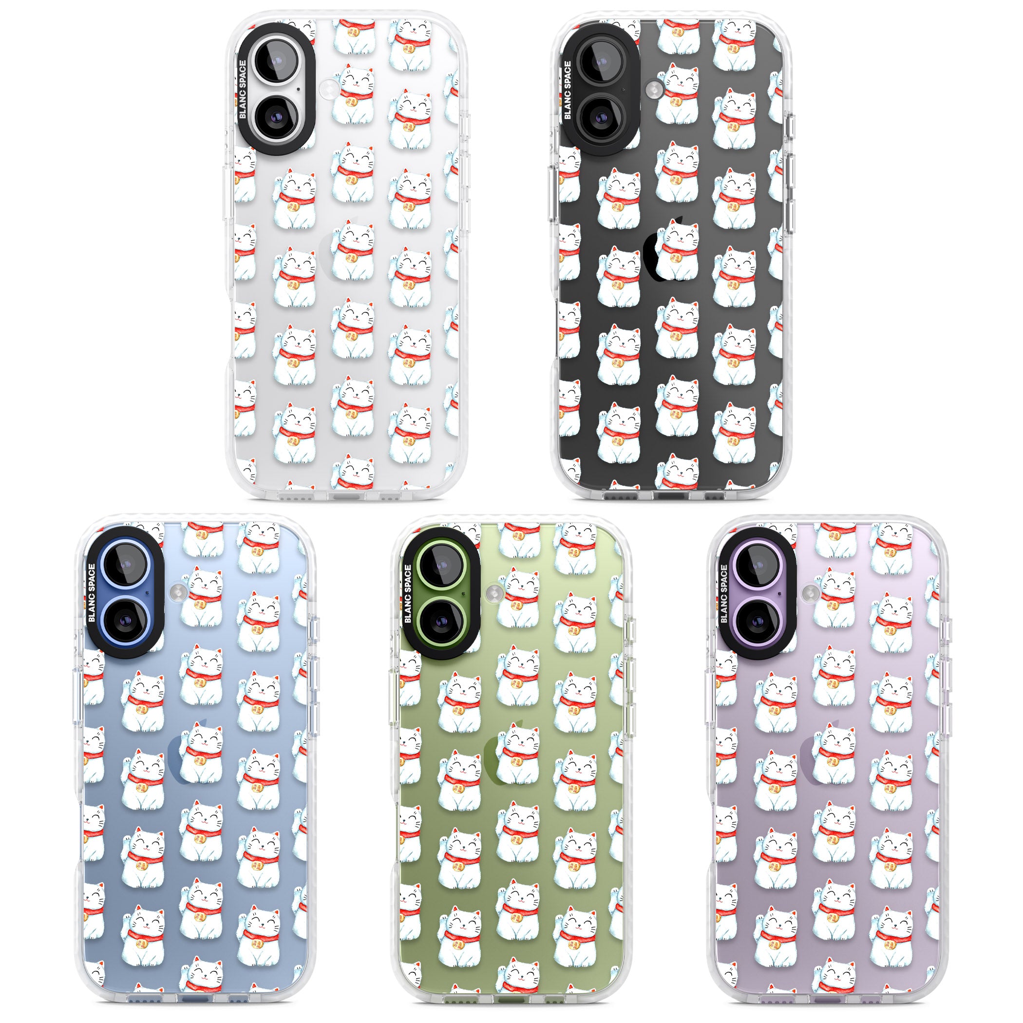 Lucky Cat Pattern iPhone 17 Impact Clear Phone Case APT Impact Protection