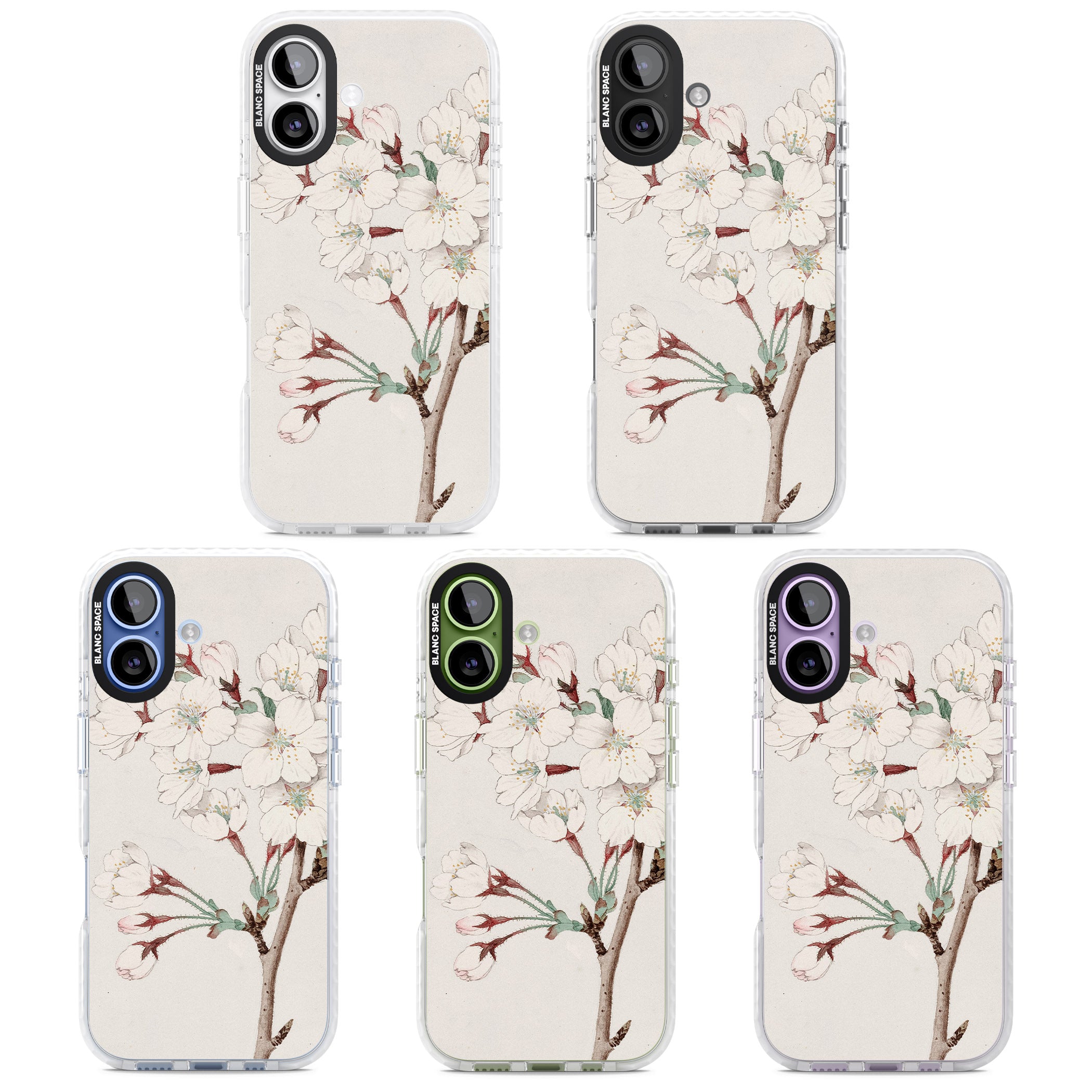 Vintage Japanese Illustrations Cherry Blossoms iPhone 17 Impact Clear Phone Case APT Impact Protection